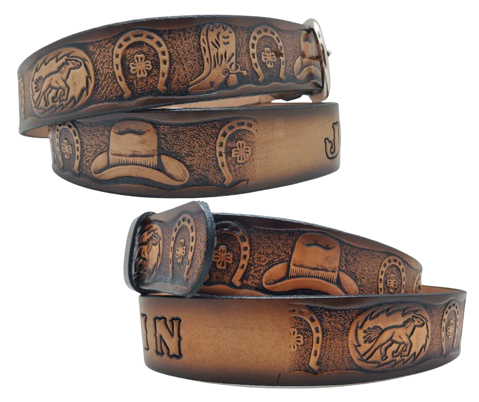 "The Boots and Shoes" Name Leather Belt   "Quick Ship"