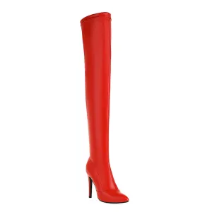 Red Matte Women's Closed Toe Boots
