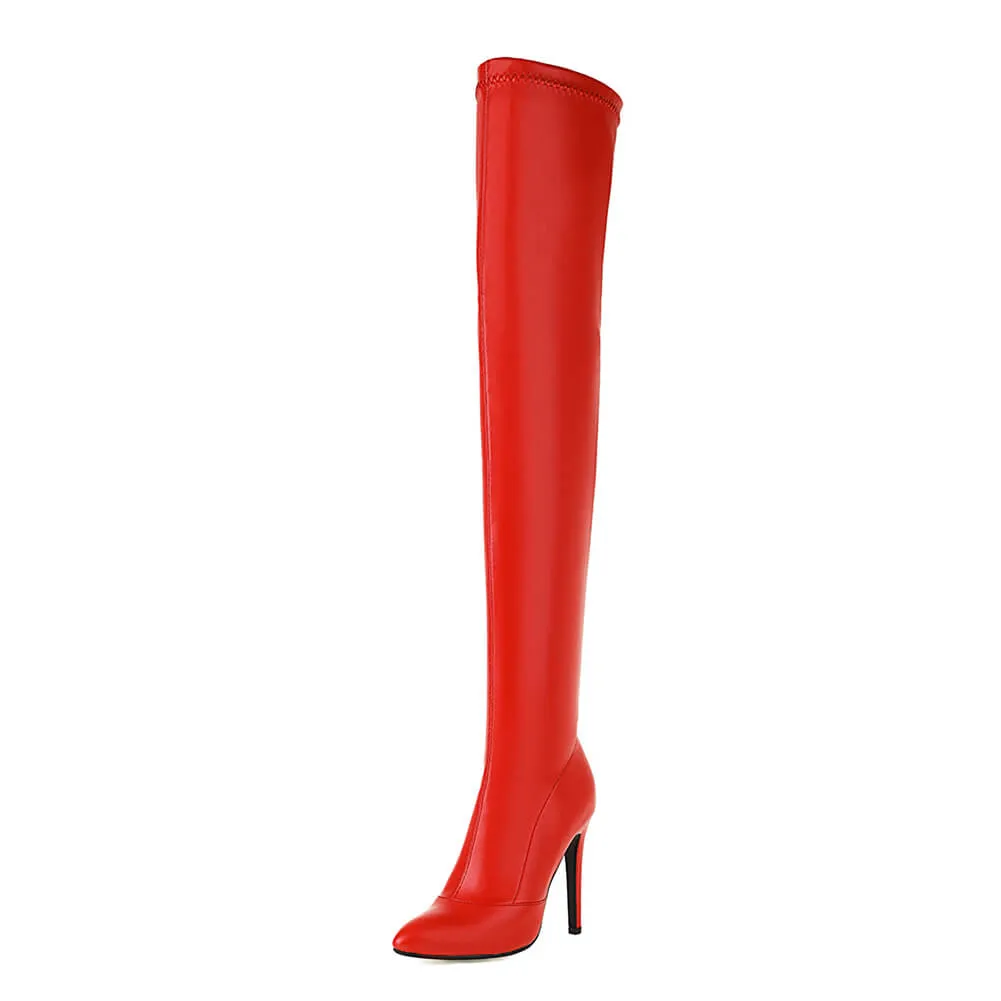 Red Matte Women's Closed Toe Boots
