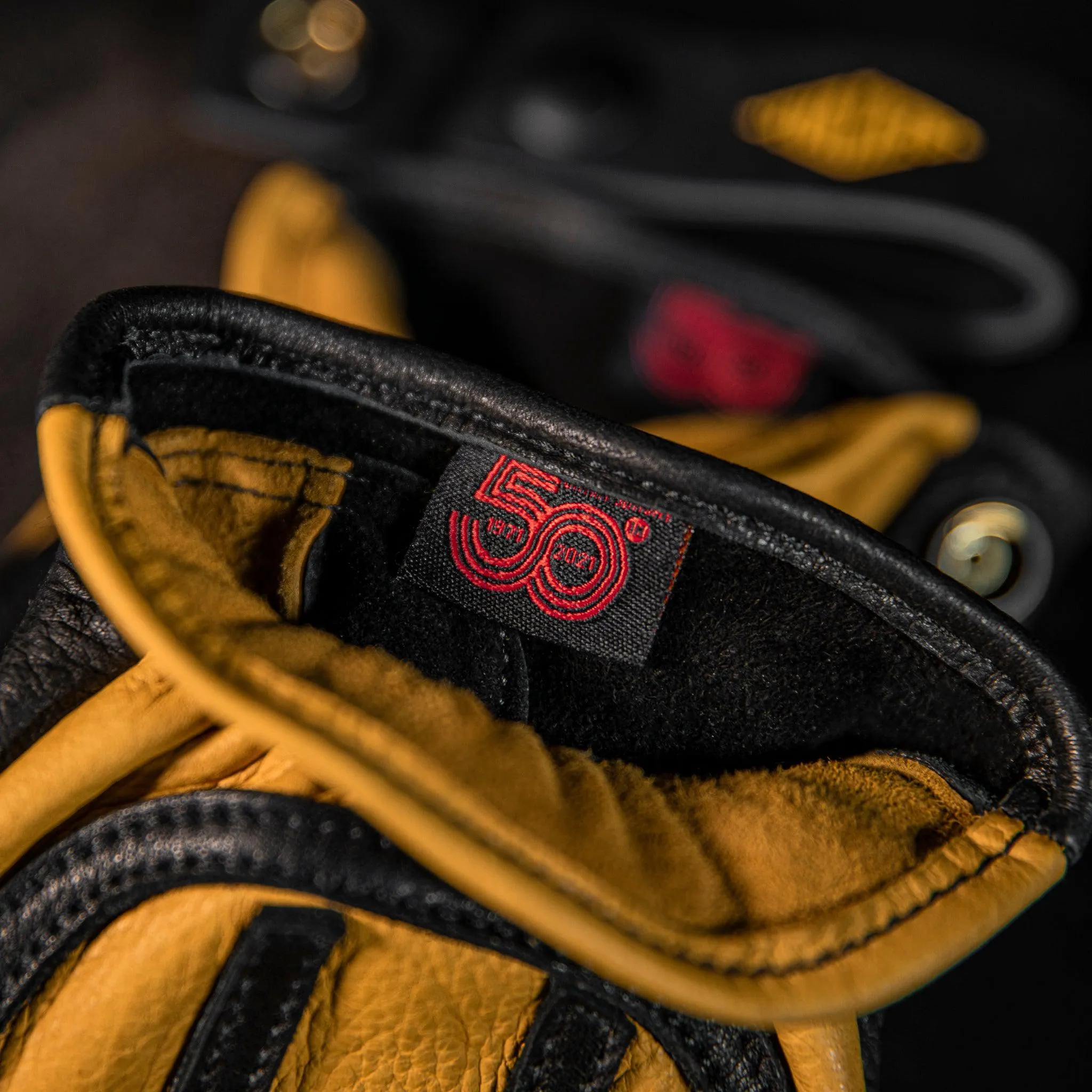 Revival Ranch Road MX Deerskin Gloves - Yellow / Black