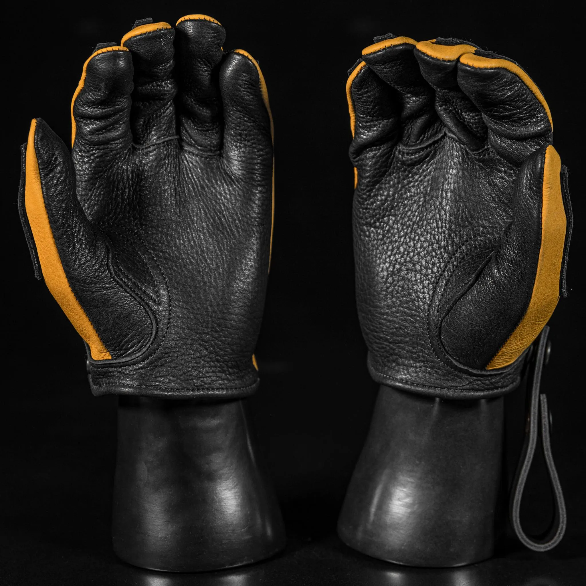 Revival Ranch Road MX Deerskin Gloves - Yellow / Black