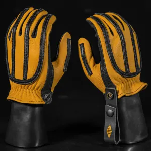 Revival Ranch Road MX Deerskin Gloves - Yellow / Black
