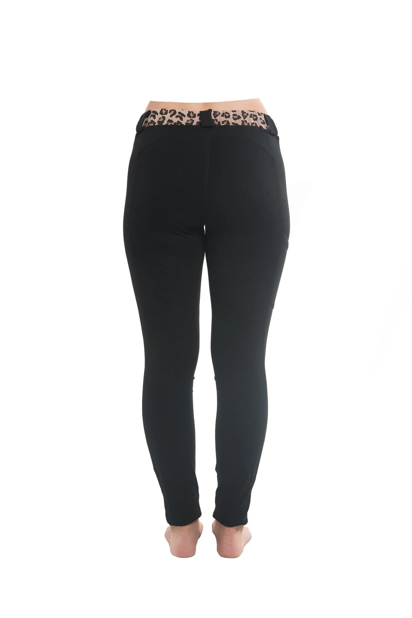 Riding Tights | Black   Leopard Waistband