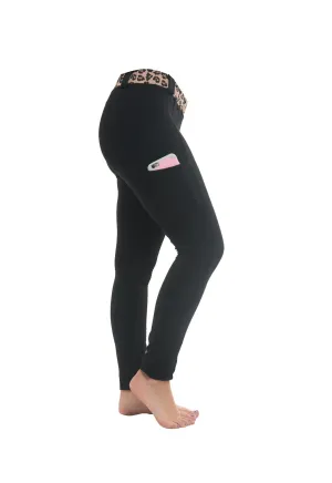 Riding Tights | Black   Leopard Waistband