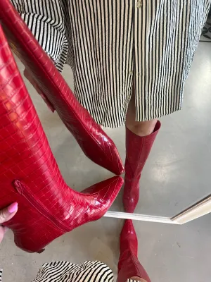 Robbie Red Knee High Boot