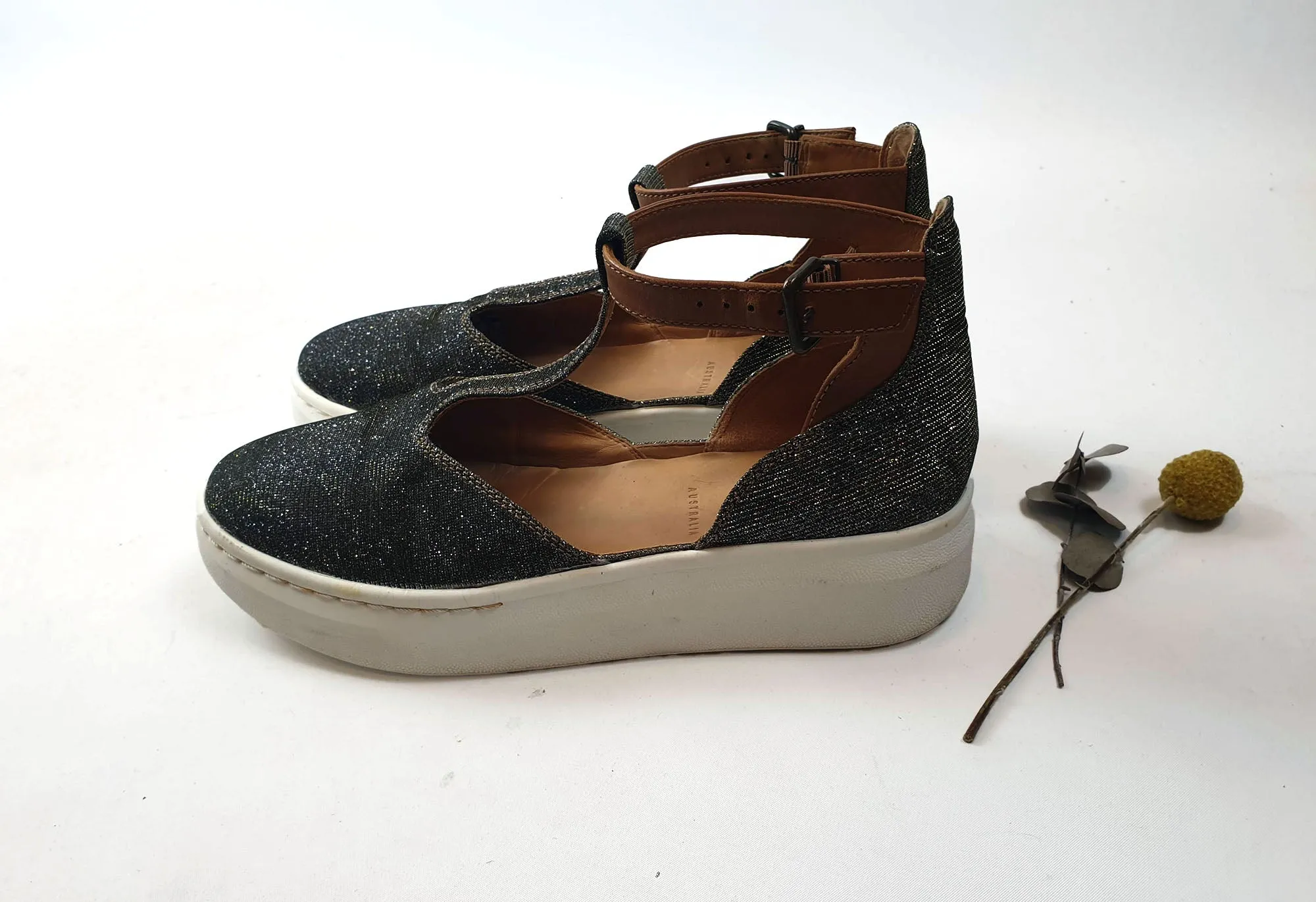 Rollie sparkly "City T-bar" shoes size 39