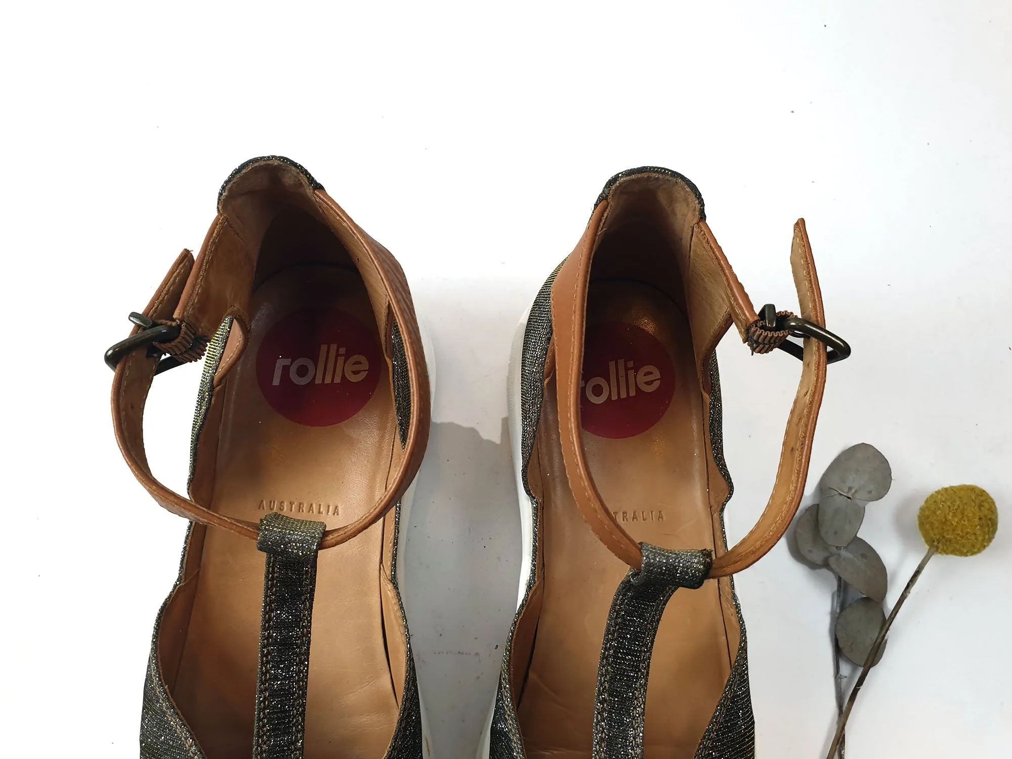 Rollie sparkly "City T-bar" shoes size 39