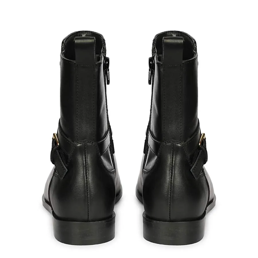 Saint Zola Black Leather Buckle Ankle Boots
