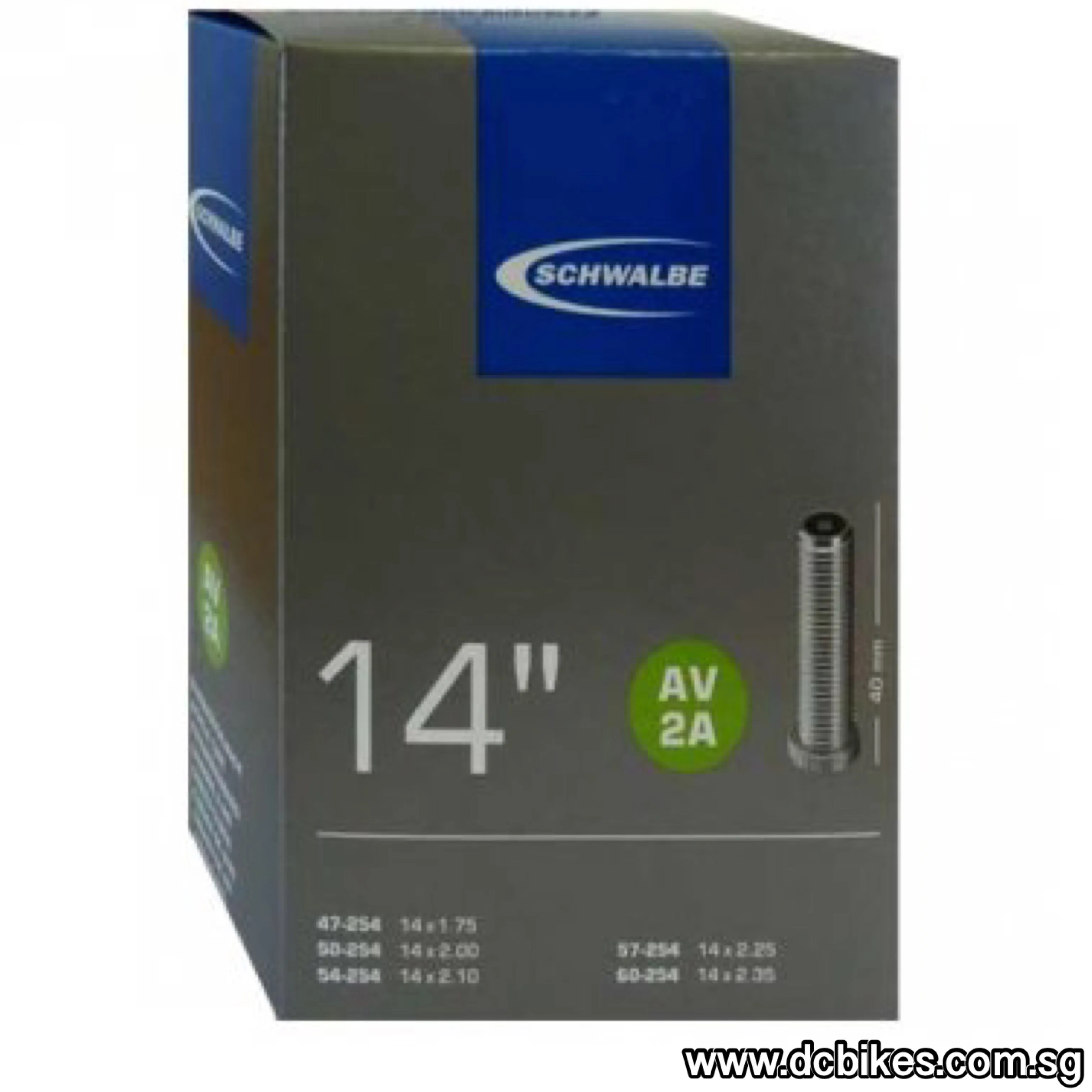 Schwalbe 14 X 1.75 - 2.35 Schrader 40mm Inner Tube AV2A Etrto:254