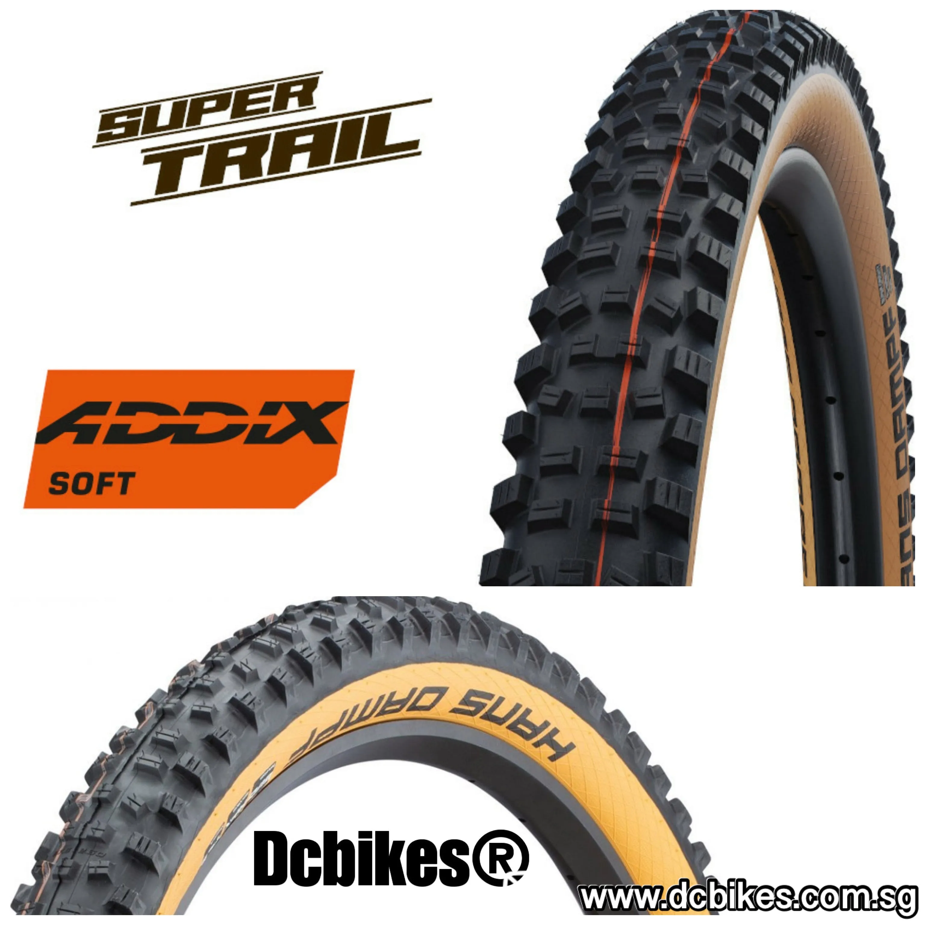 Schwalbe 27.5 | 29 X 2.6 Hans Dampf Skinwall Evo Super Trail Boost 148 Tubeless Folding Tyre (1 Tire)