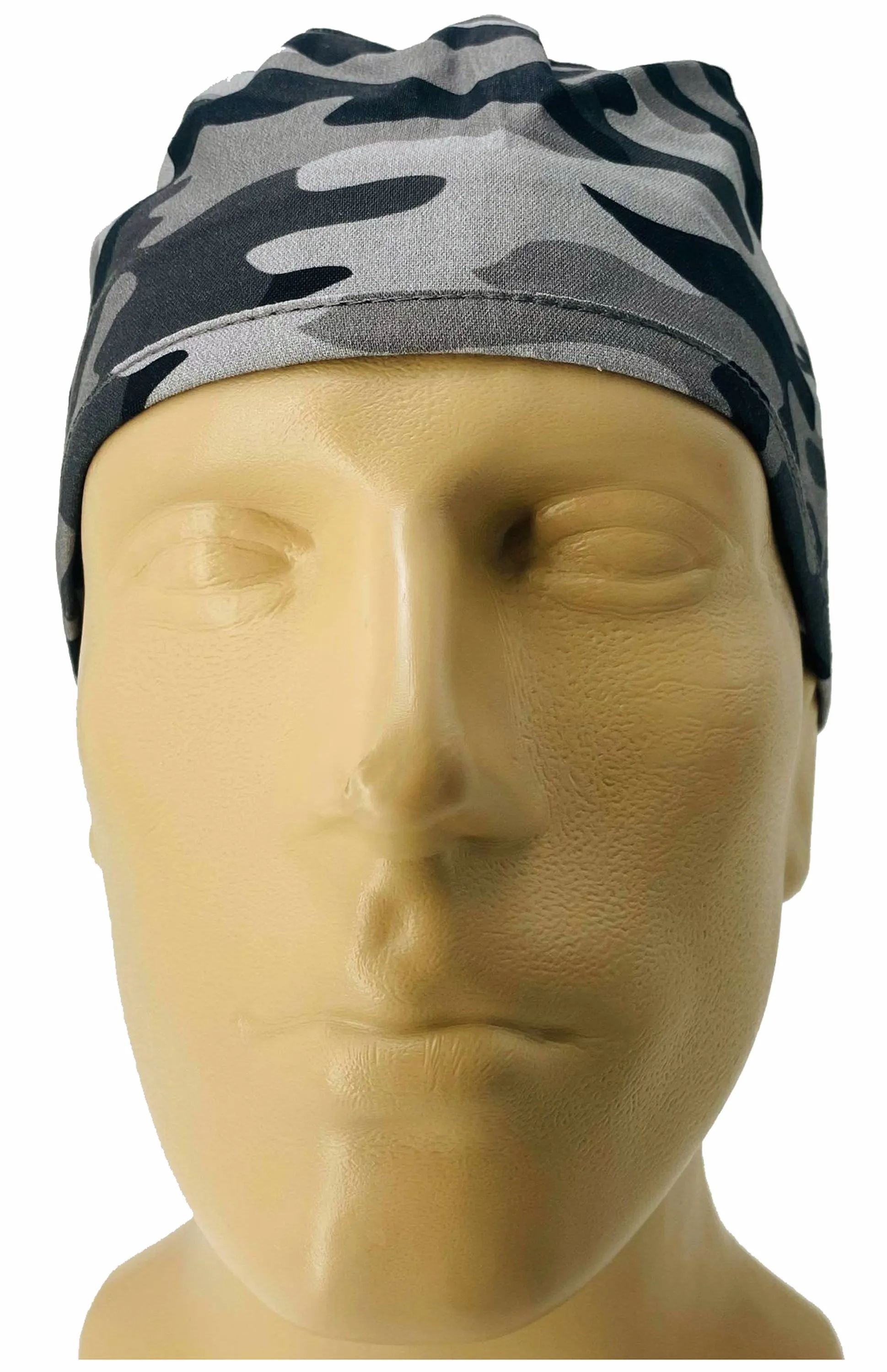 Scrub Cap Medical Surgeon Head Cover Surgical Hat Nurse Nursing Operating Room, Black Gray Urban Camouflage Camo