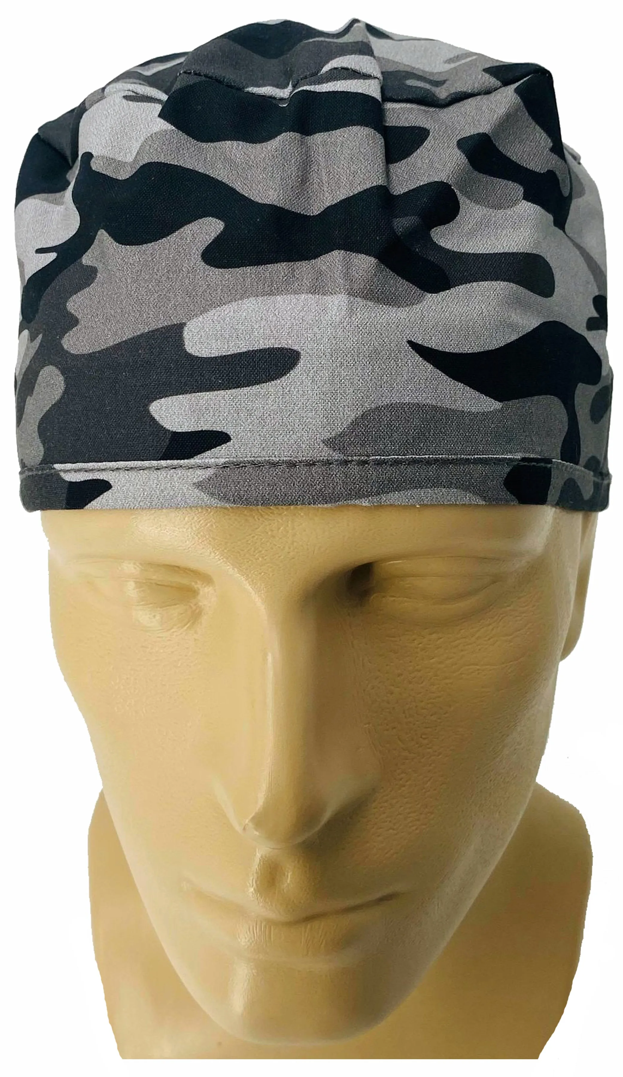 Scrub Cap Medical Surgeon Head Cover Surgical Hat Nurse Nursing Operating Room, Black Gray Urban Camouflage Camo