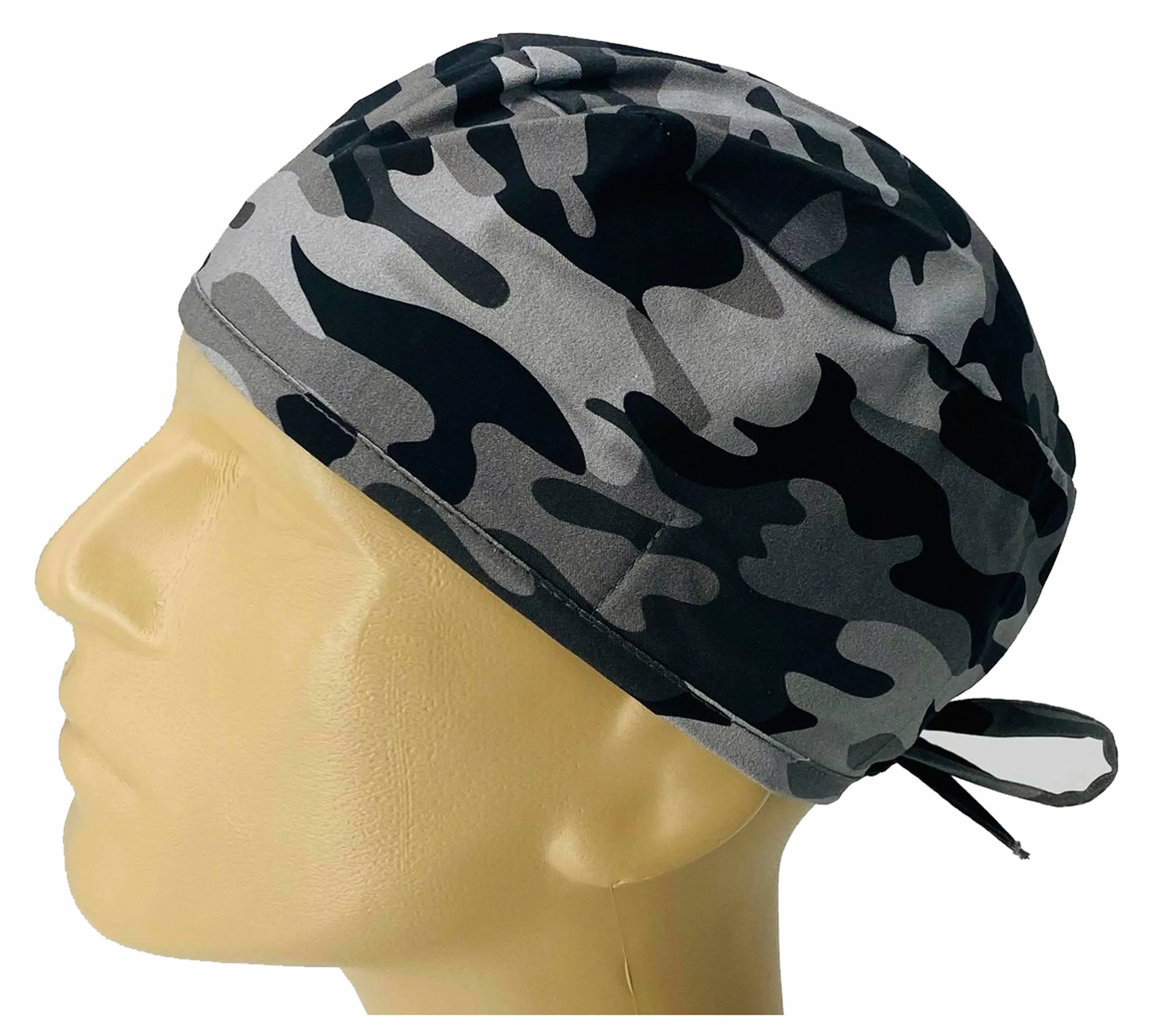 Scrub Cap Medical Surgeon Head Cover Surgical Hat Nurse Nursing Operating Room, Black Gray Urban Camouflage Camo