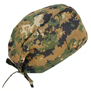 Scrub Cap Medical Surgeon Head Cover Surgical Hat Nurse Nursing Ponytail Holder Operating Room, Woodlands Digital Camouflage
