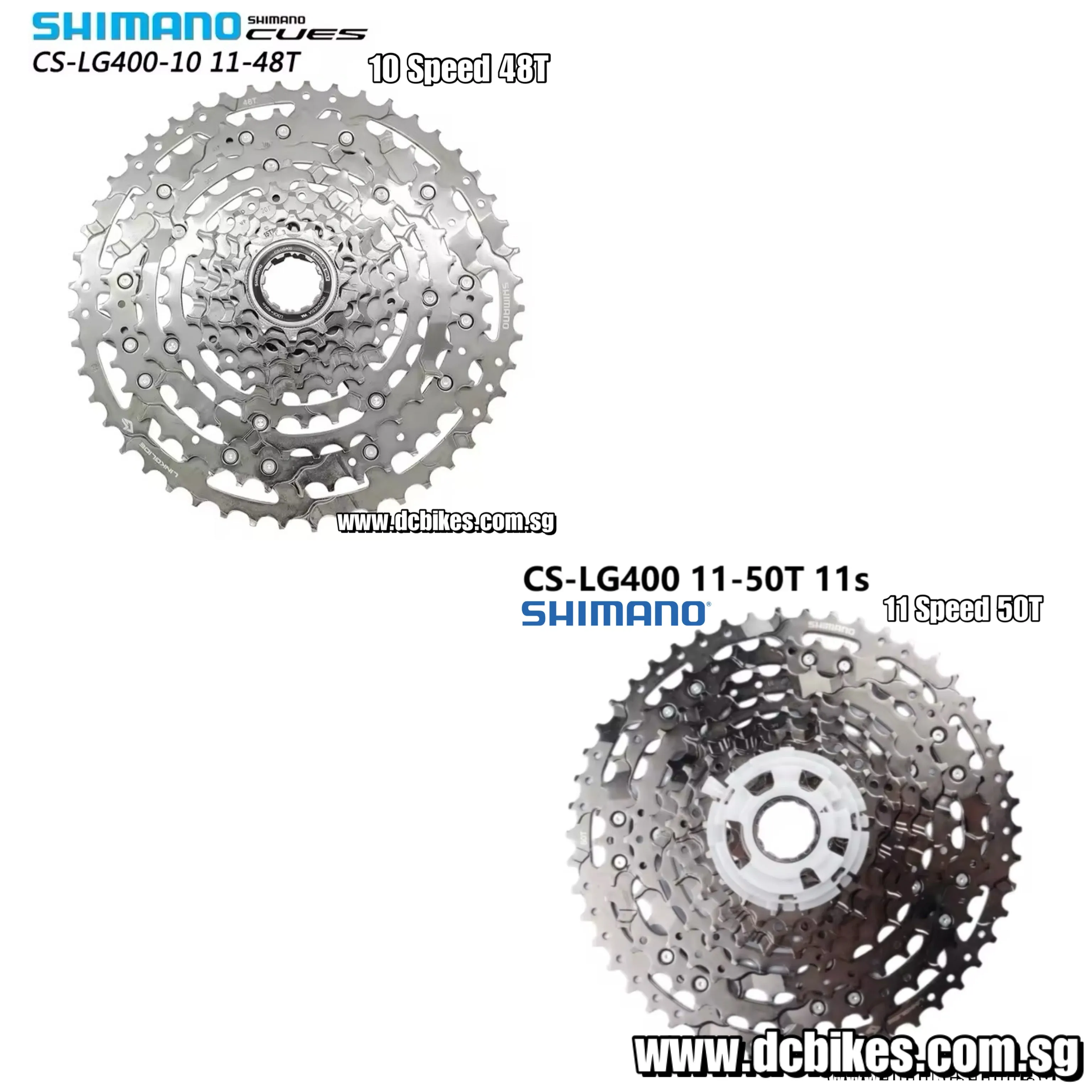 Shimano Cues 10 Speed 48T | 11 Speed 50T HG Gloss Smoke Black Cassette LG400