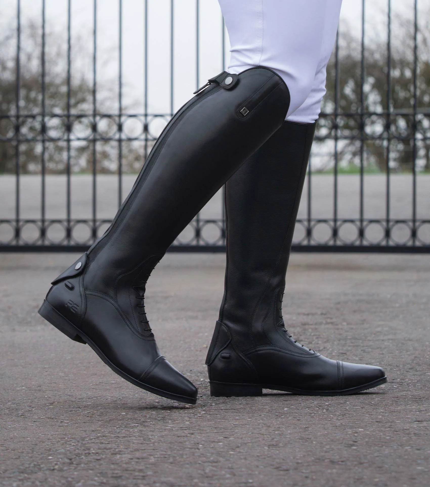 Silentio Mens Tall Leather Field Boot Black (Regular Calf)