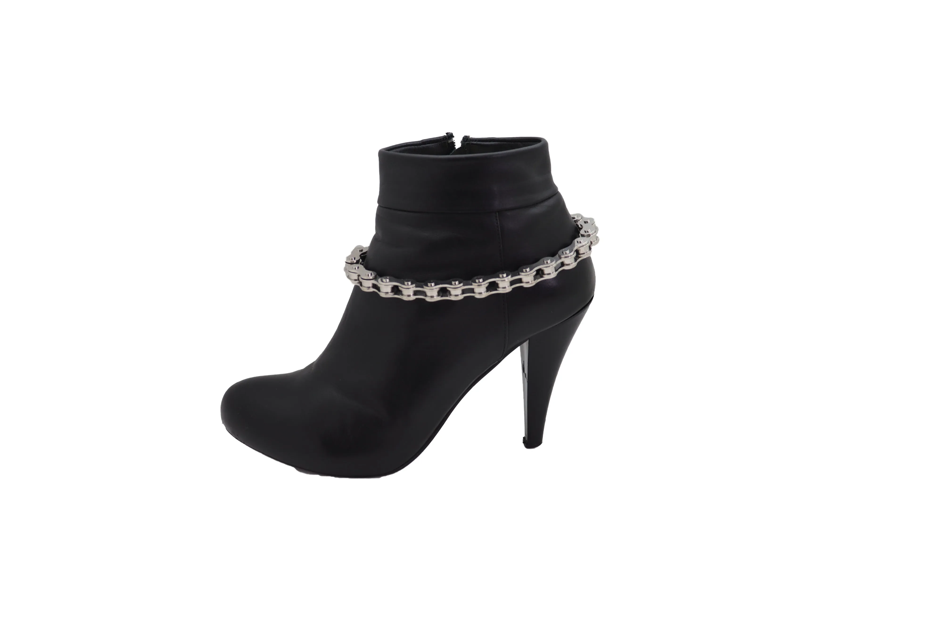 Silver Metal Chain Thick Motorcycle Links Western Boot Bracelet Charm Shoe