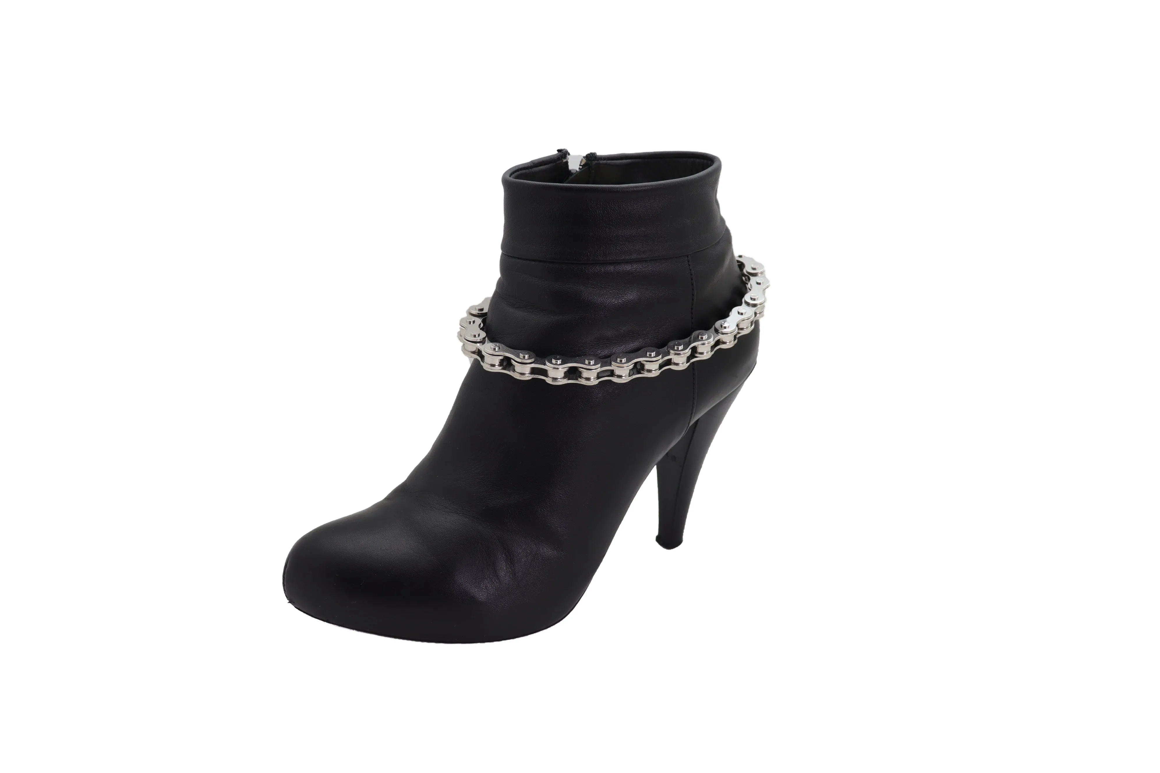 Silver Metal Chain Thick Motorcycle Links Western Boot Bracelet Charm Shoe