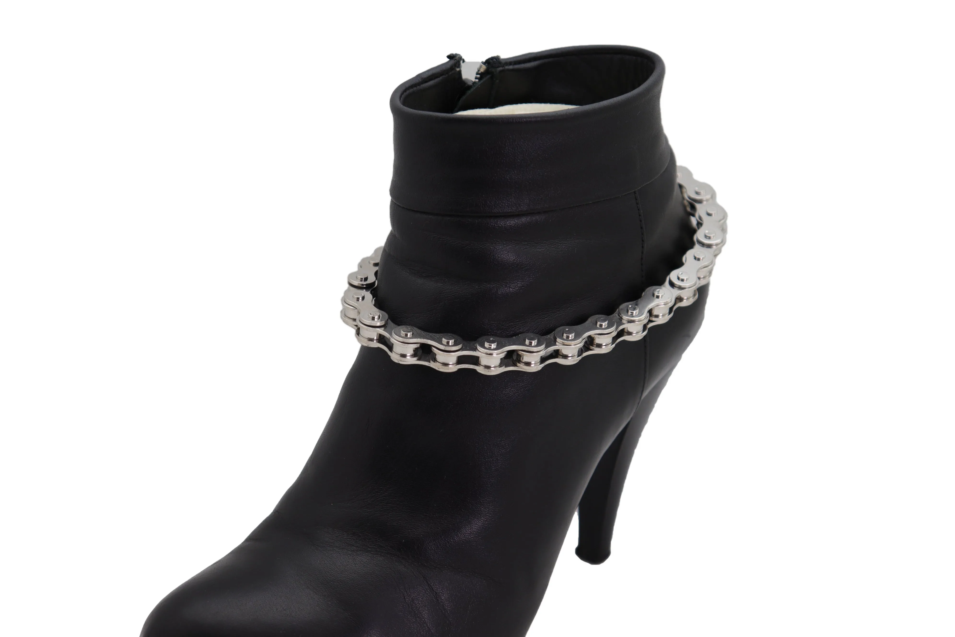 Silver Metal Chain Thick Motorcycle Links Western Boot Bracelet Charm Shoe