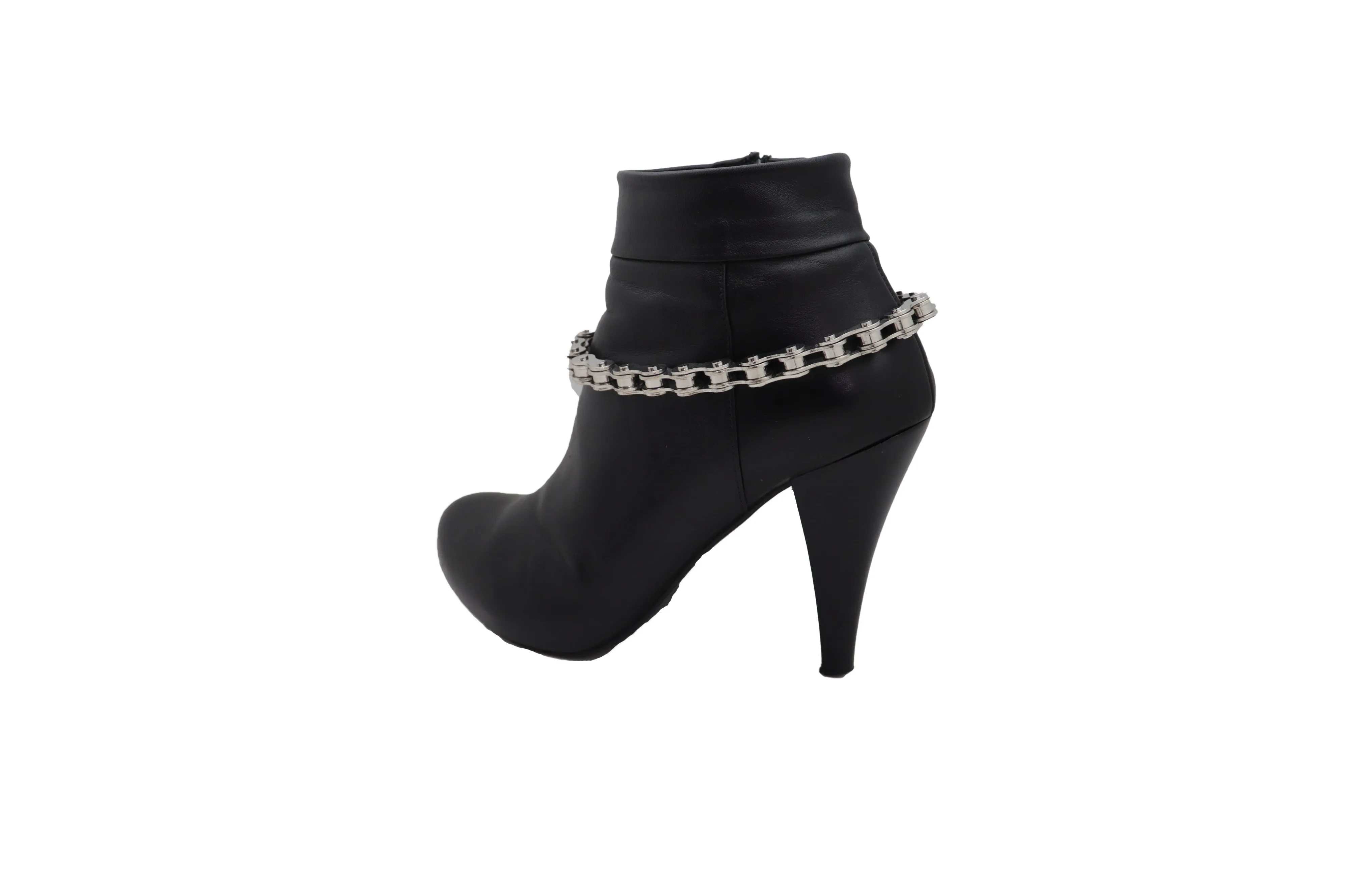 Silver Metal Chain Thick Motorcycle Links Western Boot Bracelet Charm Shoe