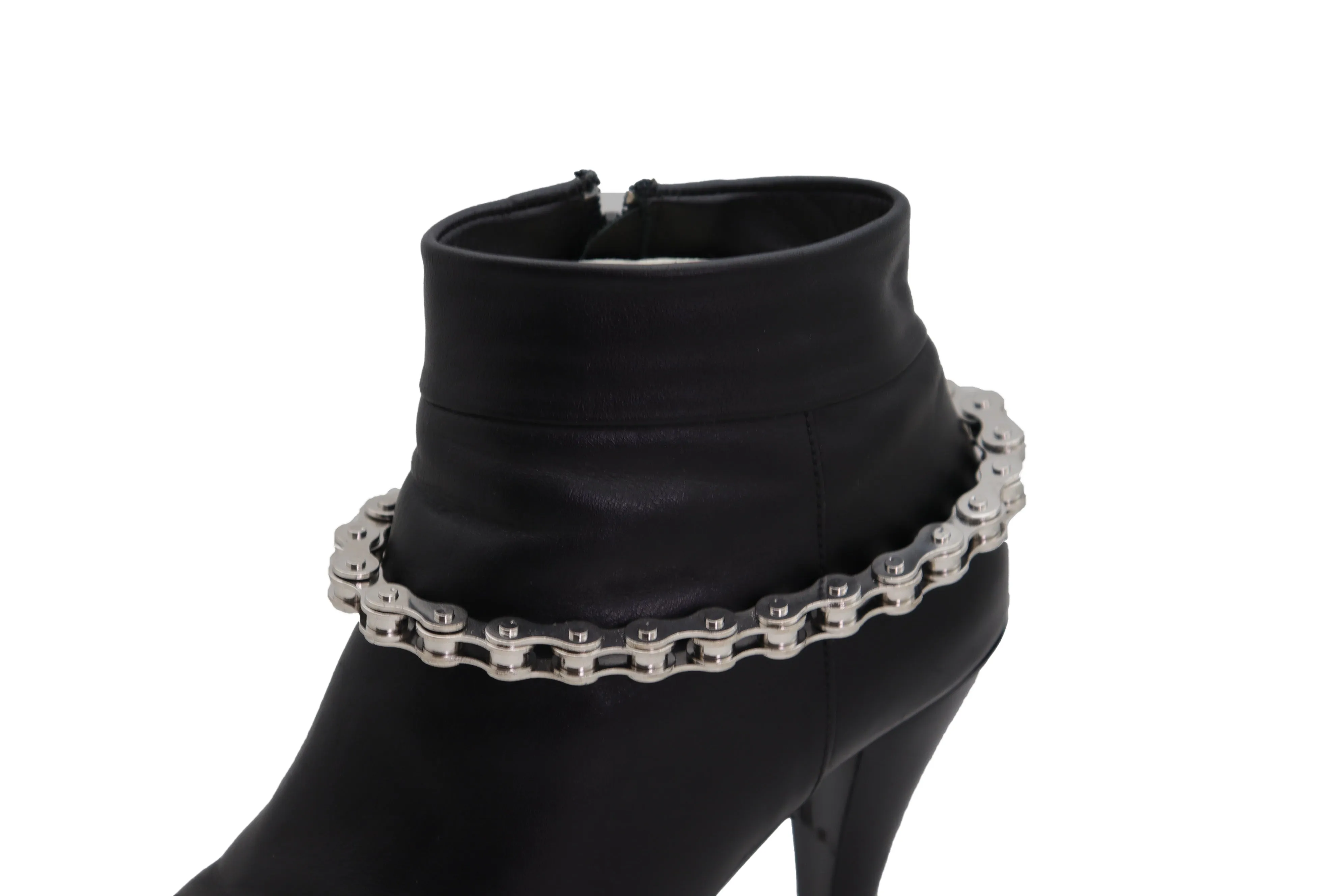 Silver Metal Chain Thick Motorcycle Links Western Boot Bracelet Charm Shoe