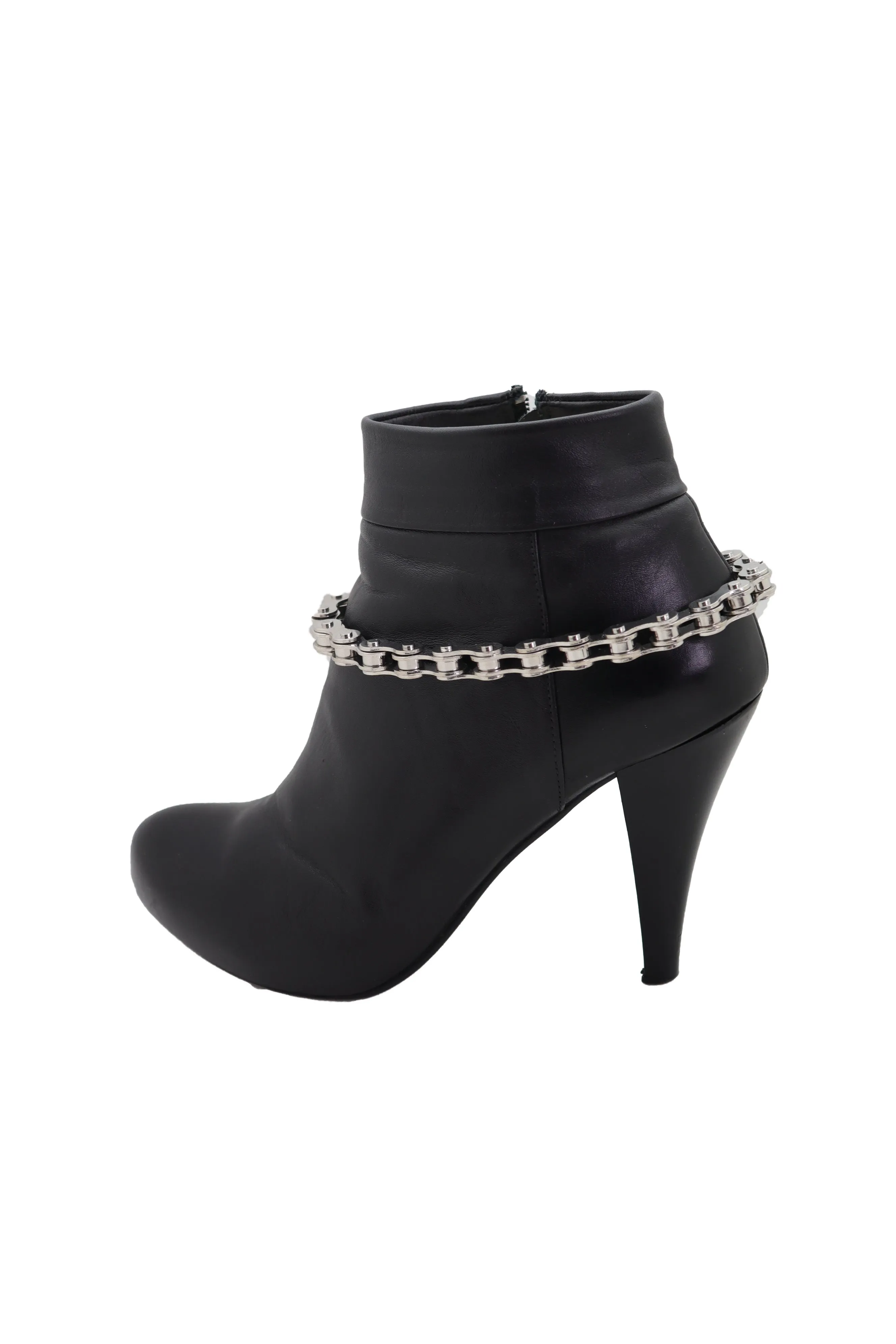 Silver Metal Chain Thick Motorcycle Links Western Boot Bracelet Charm Shoe