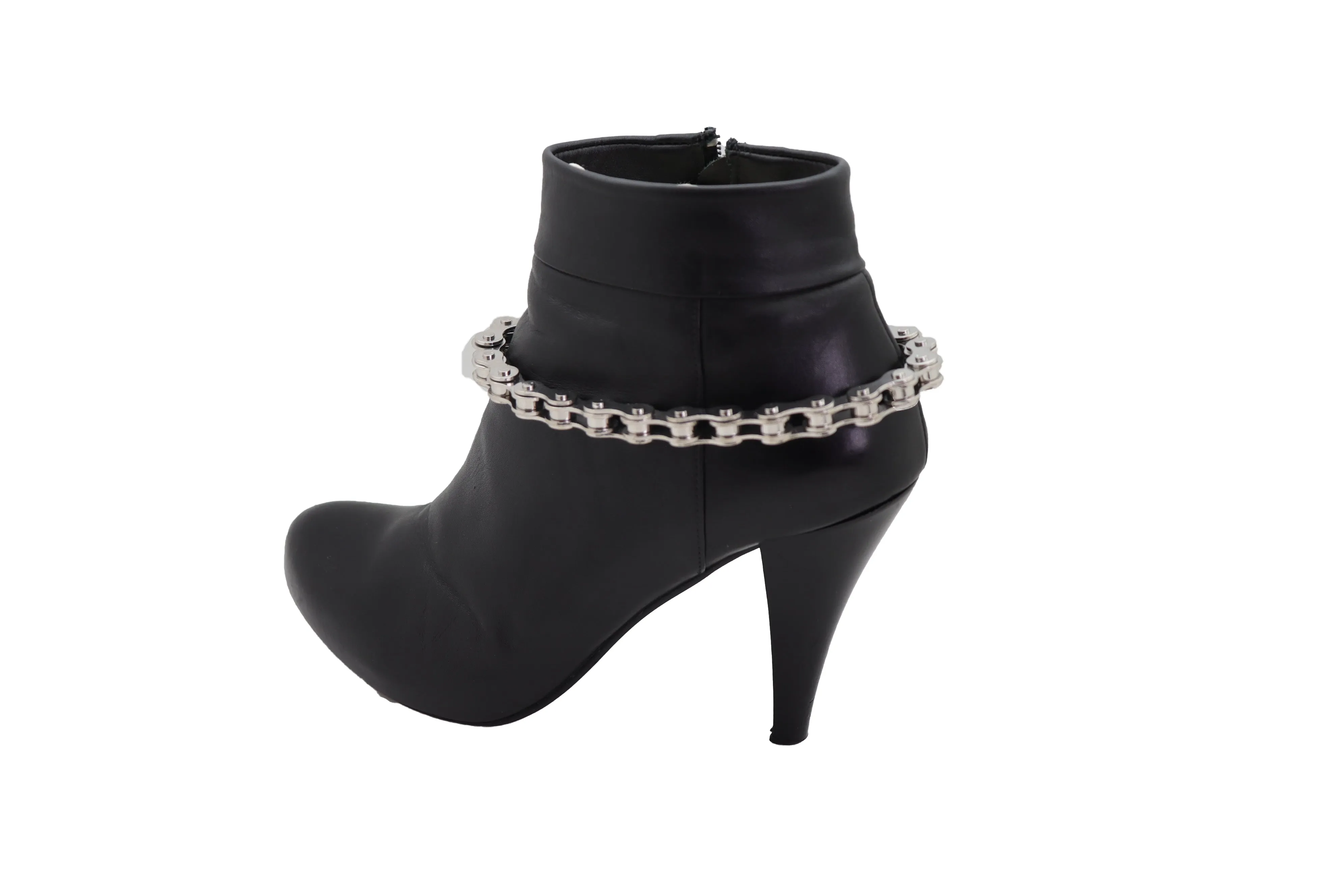 Silver Metal Chain Thick Motorcycle Links Western Boot Bracelet Charm Shoe
