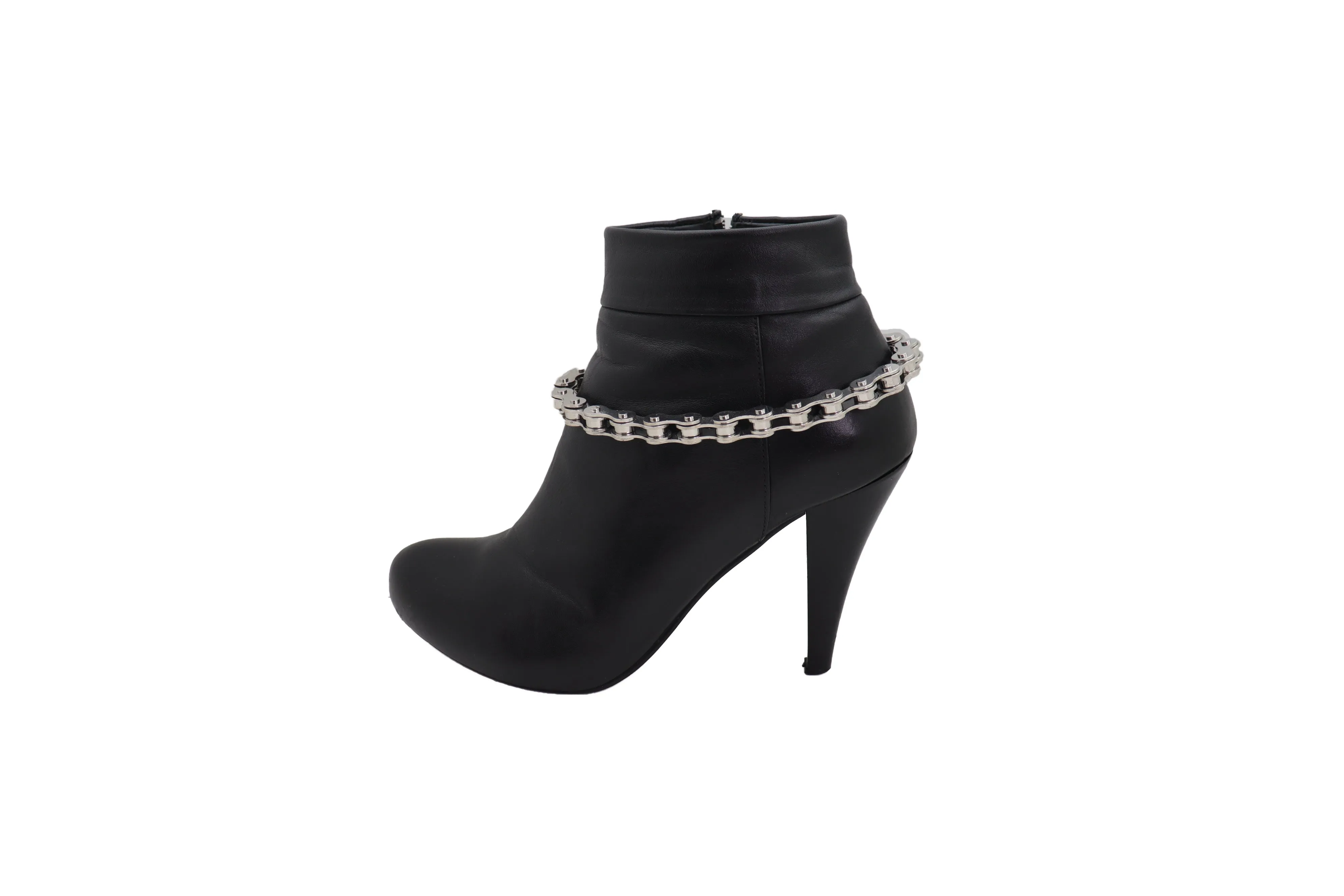 Silver Metal Chain Thick Motorcycle Links Western Boot Bracelet Charm Shoe