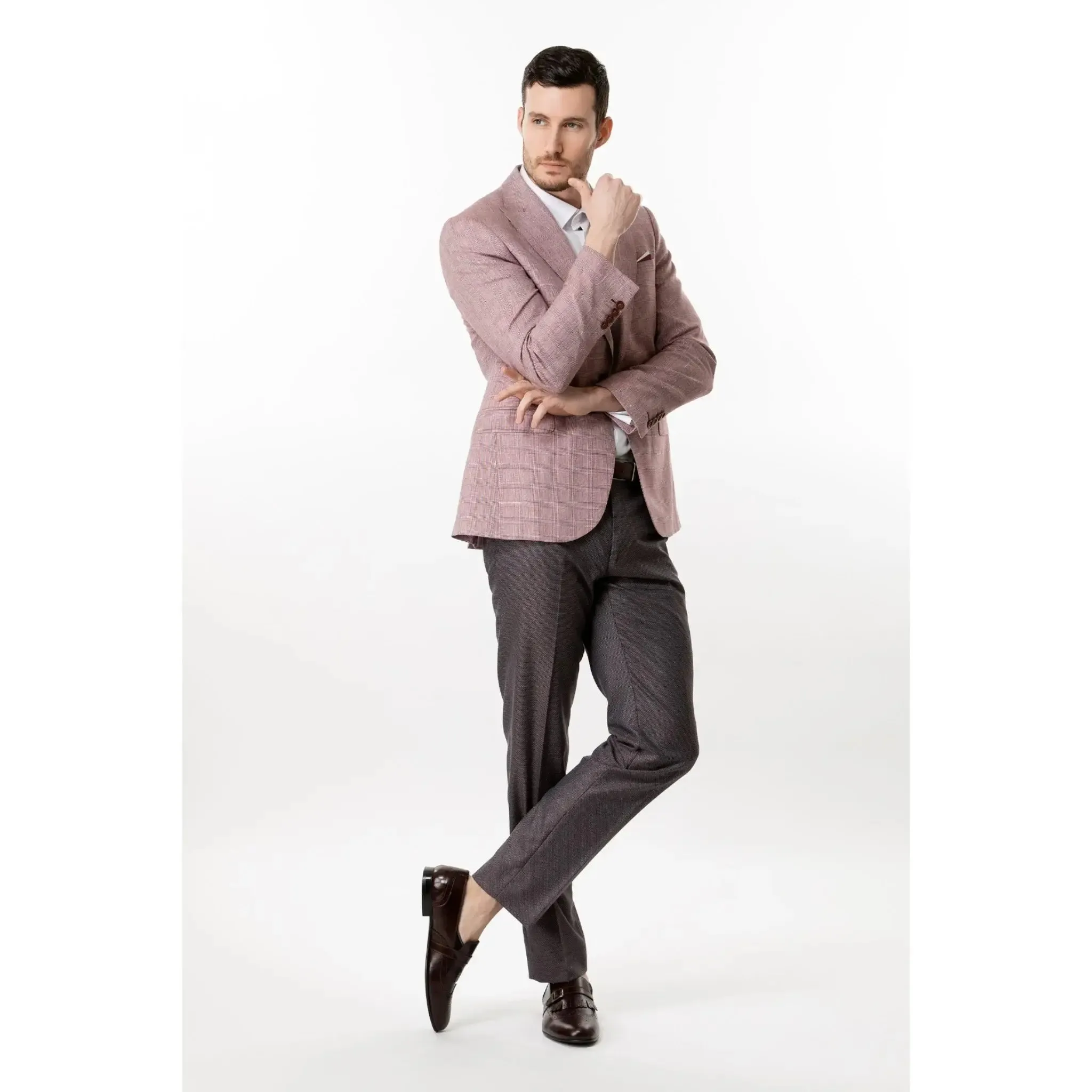 Slim Fit Blazer Burgundy And Cream