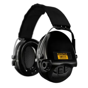 Sordin Supreme Pro-X Electronic Hearing Protection Black Textile Headband Black Cup Colour