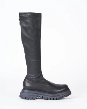 stretch leather -  lug sole tall boot