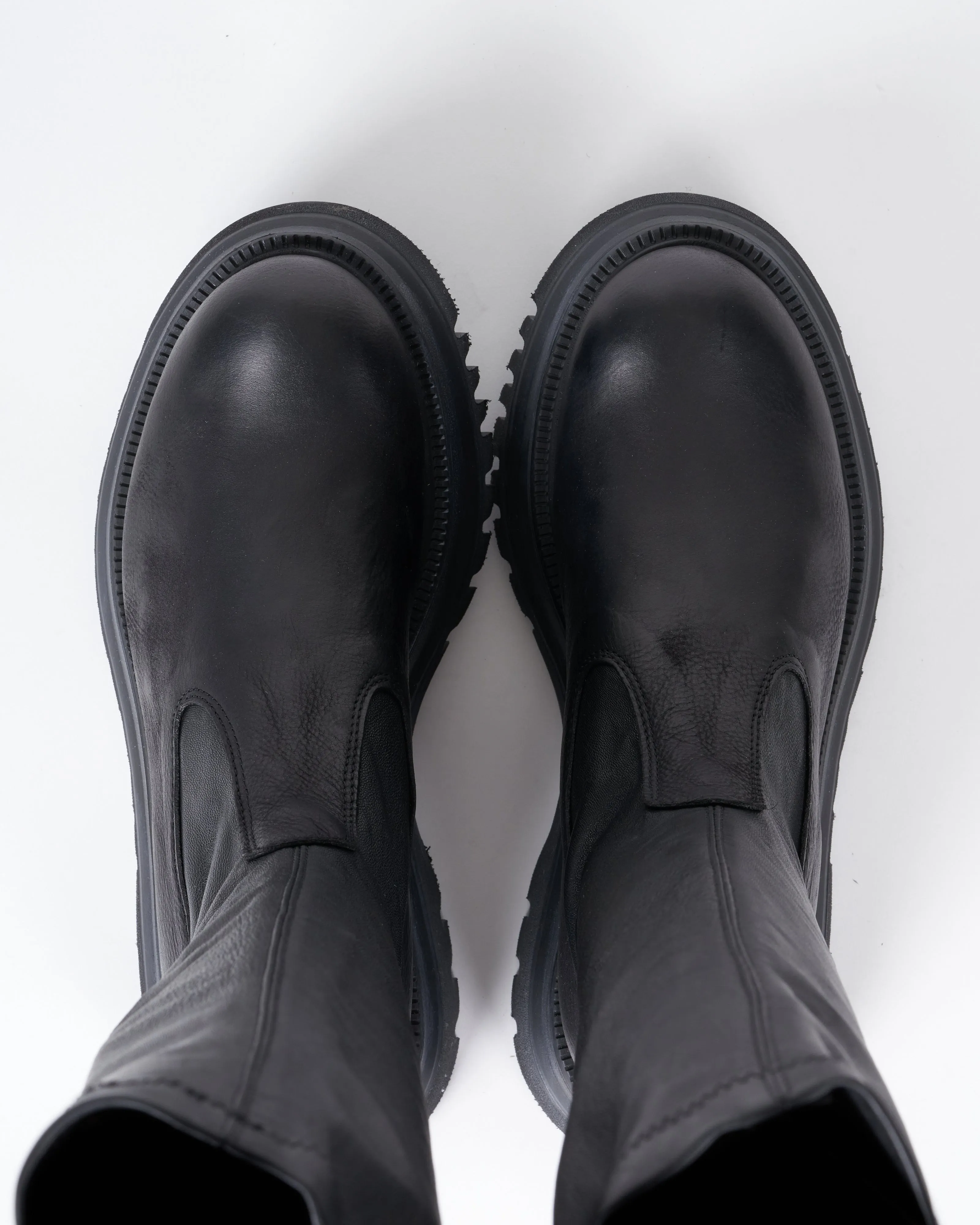 stretch leather -  lug sole tall boot