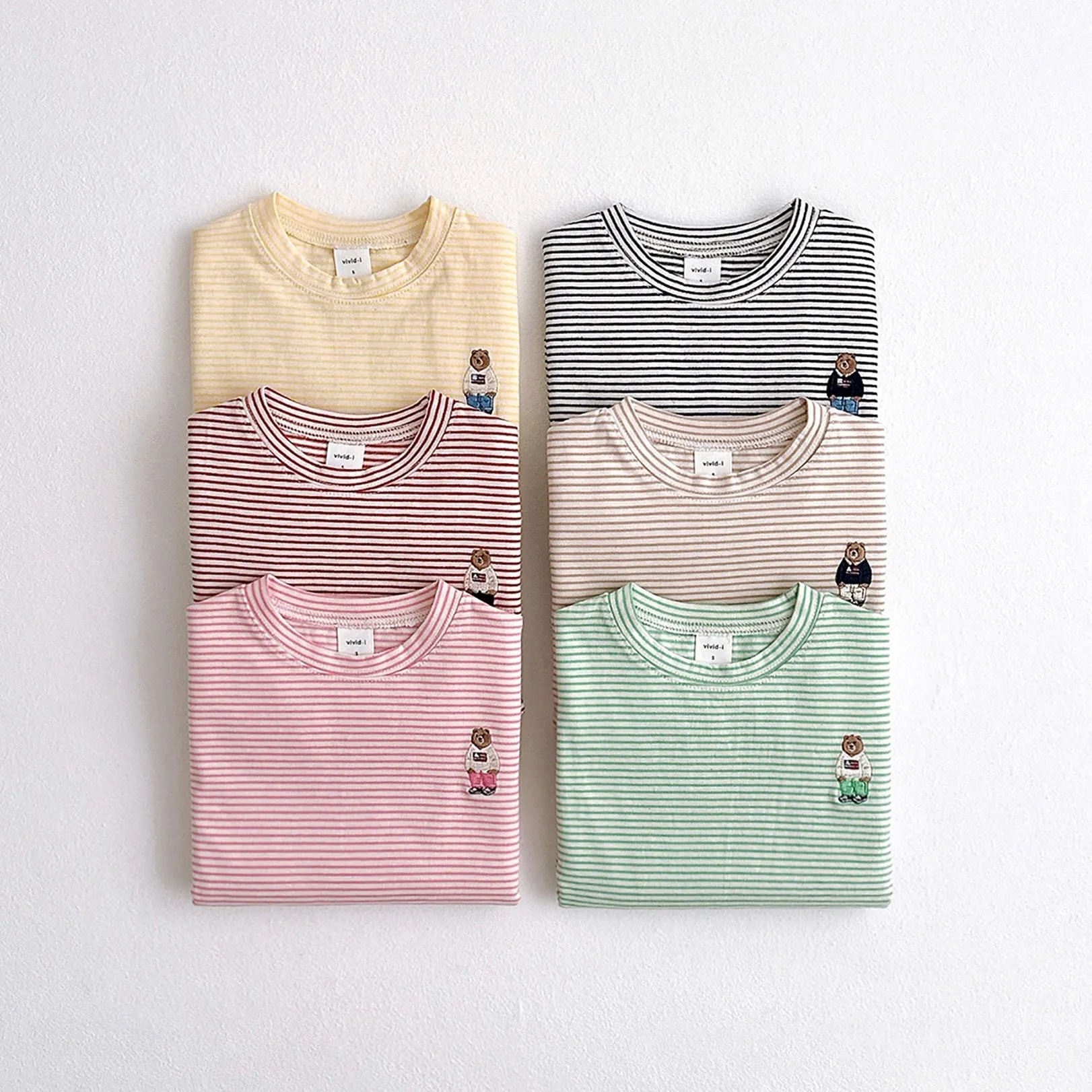 Stripe LS with Bear Embroidered - Mint Stripe