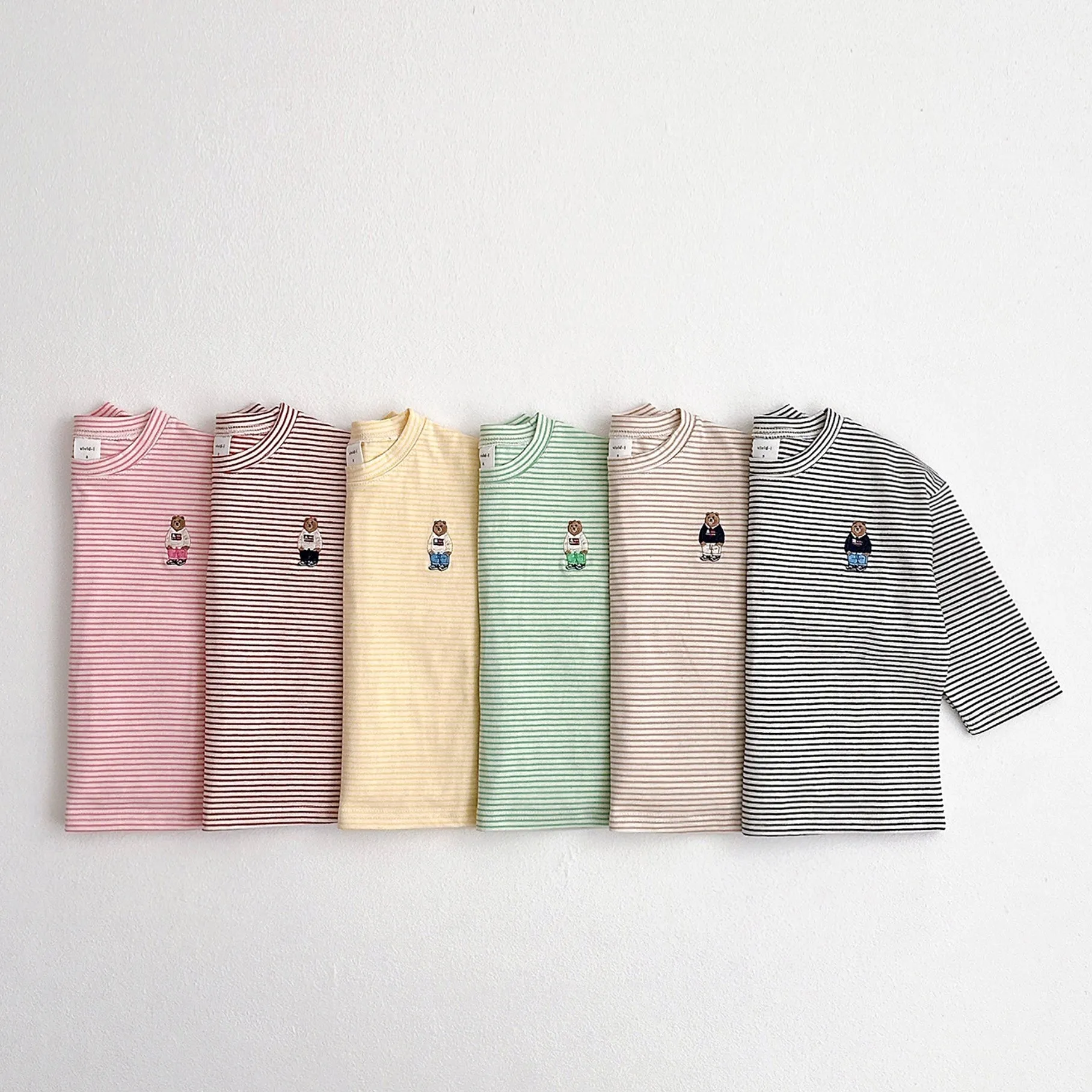 Stripe LS with Bear Embroidered - Mint Stripe