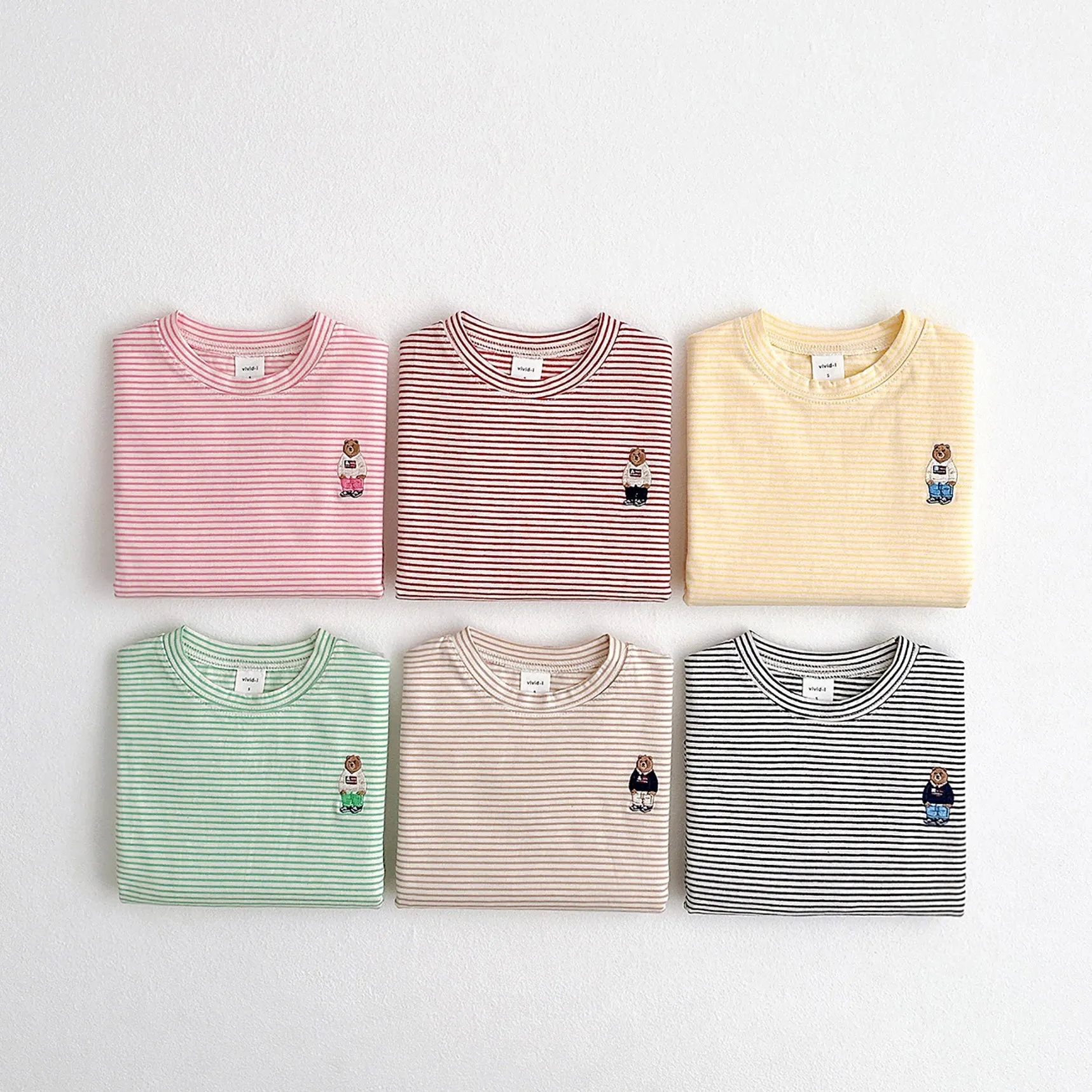 Stripe LS with Bear Embroidered - Mint Stripe