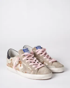 super-star laminated camouflage print leather suede toe and star leather heel - ice grey camu/taupe/black