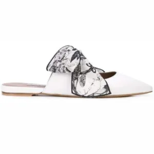 Tabitha Simmons Aida White Nap/BLK Chiffon Bow