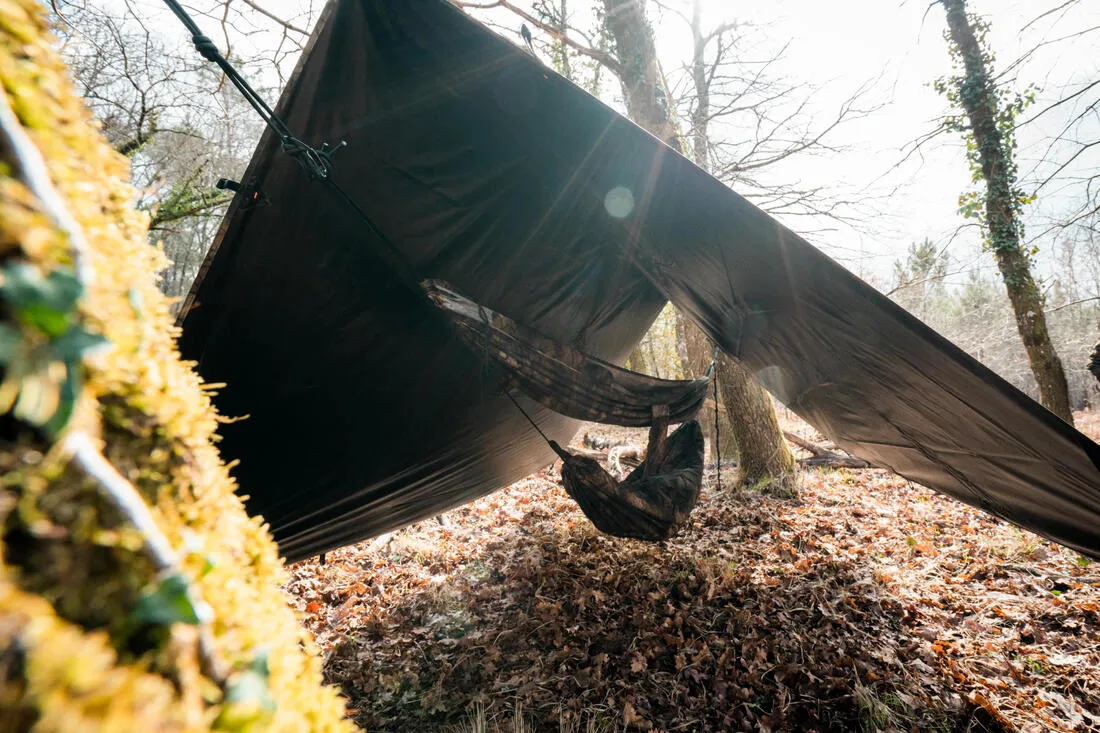 Tarp bushcraft 2,95x2,8 m imperméable camouflage furtiv
