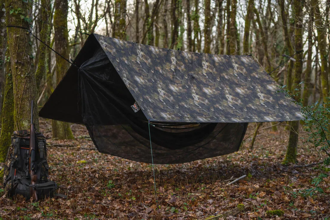 Tarp bushcraft 2,95x2,8 m imperméable camouflage furtiv