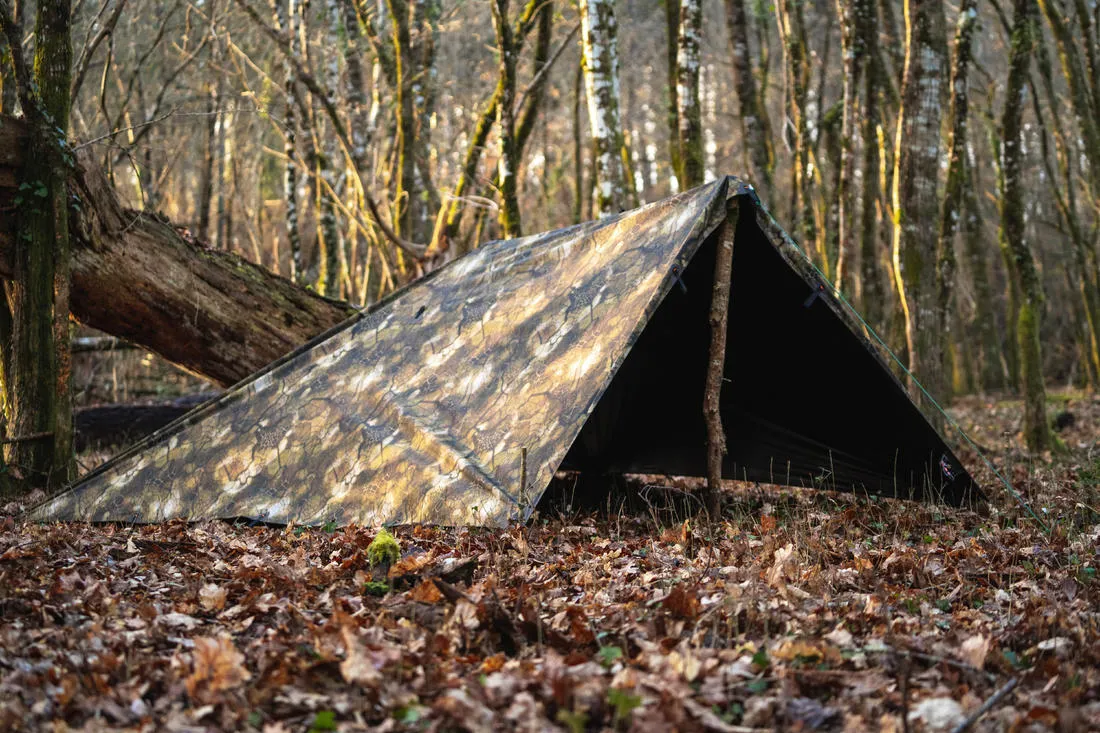 Tarp bushcraft 2,95x2,8 m imperméable camouflage furtiv