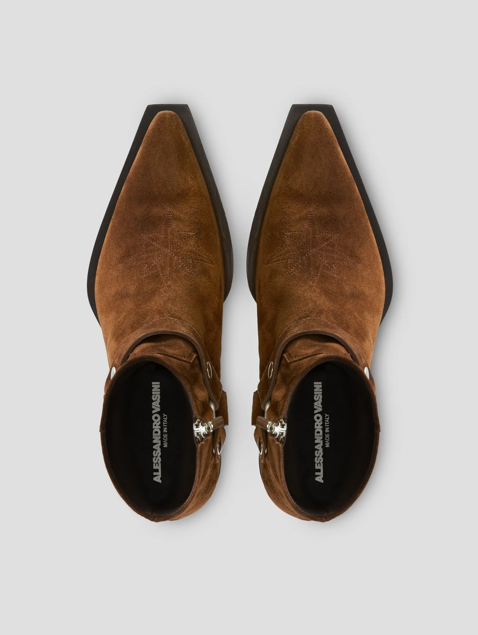 TERENCE HARNESS WESTERN BOOT IN ROCK SUEDE