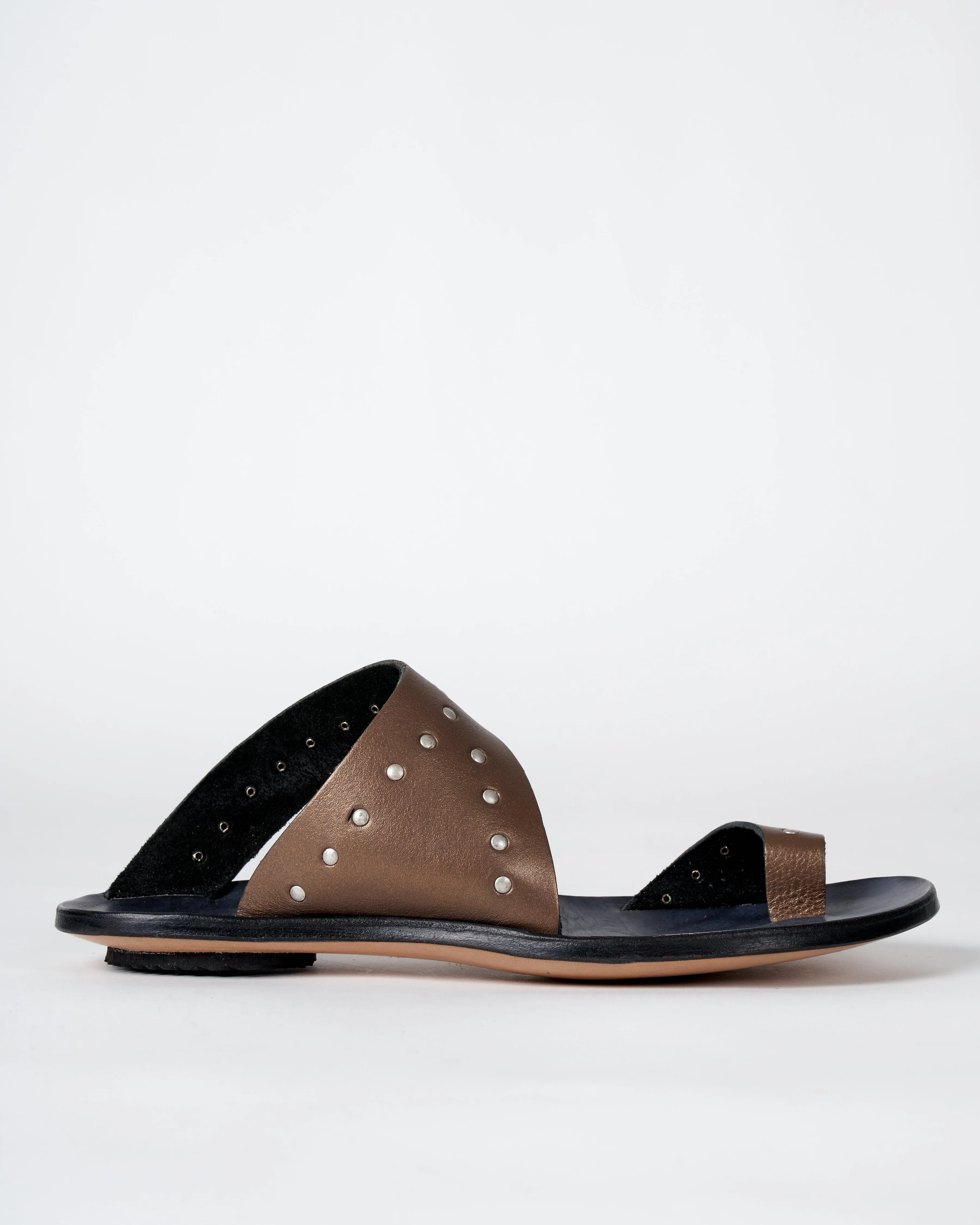 thong sandal - metallic thong/black sole sandal