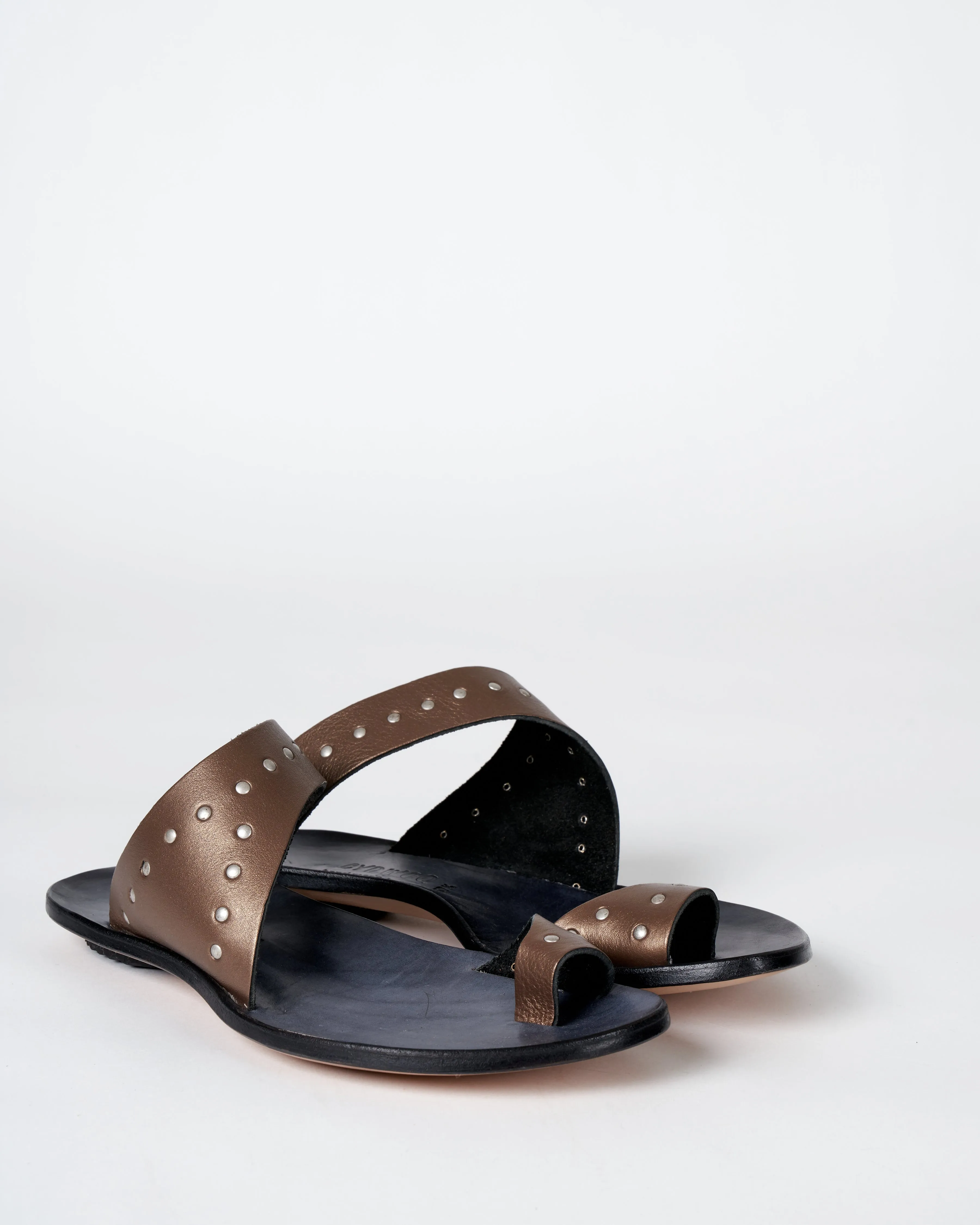 thong sandal - metallic thong/black sole sandal