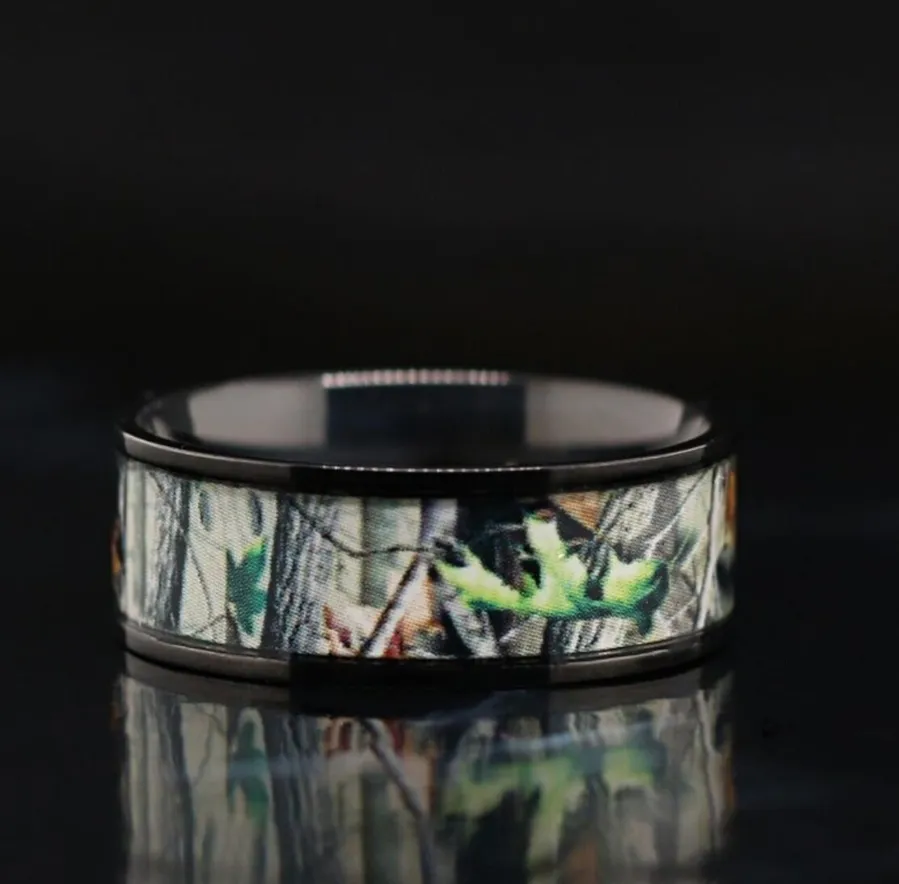Titanium Black Camo Ring Hunting Camouflage Wedding Band