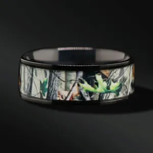Titanium Black Camo Ring Hunting Camouflage Wedding Band