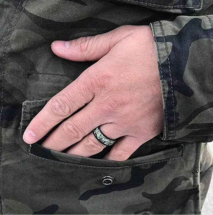 Titanium Black Camo Ring Hunting Camouflage Wedding Band