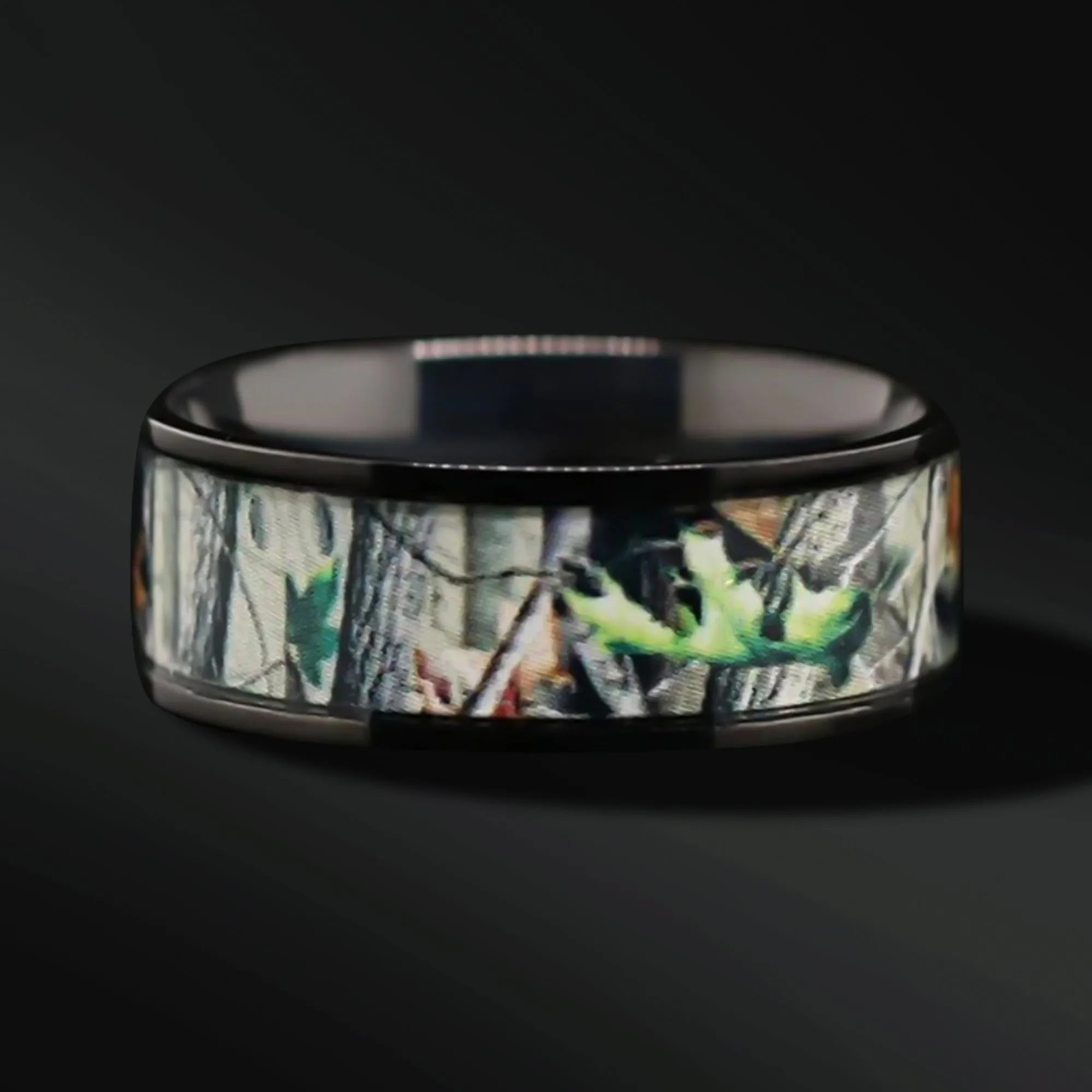 Titanium Black Camo Ring Hunting Camouflage Wedding Band