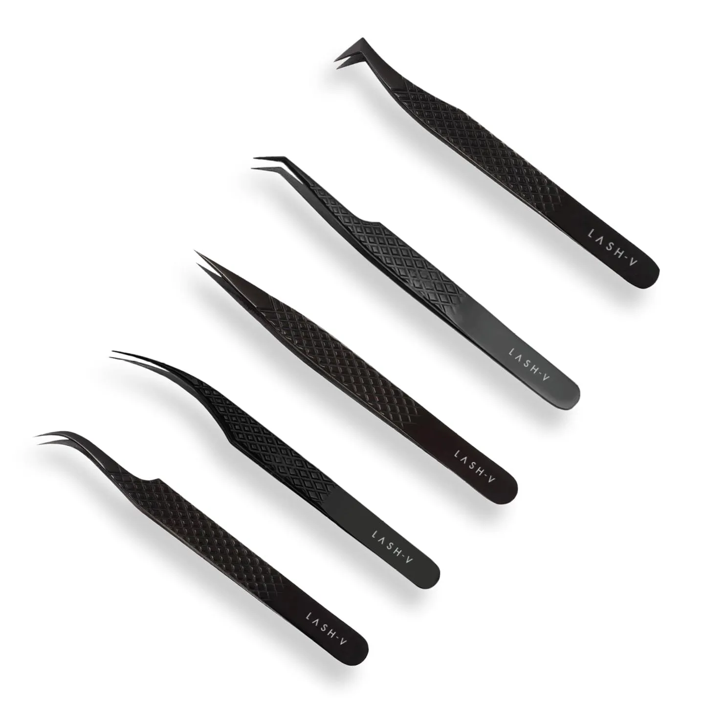Titanium Eyelash Tweezers - 5x Pack Combo