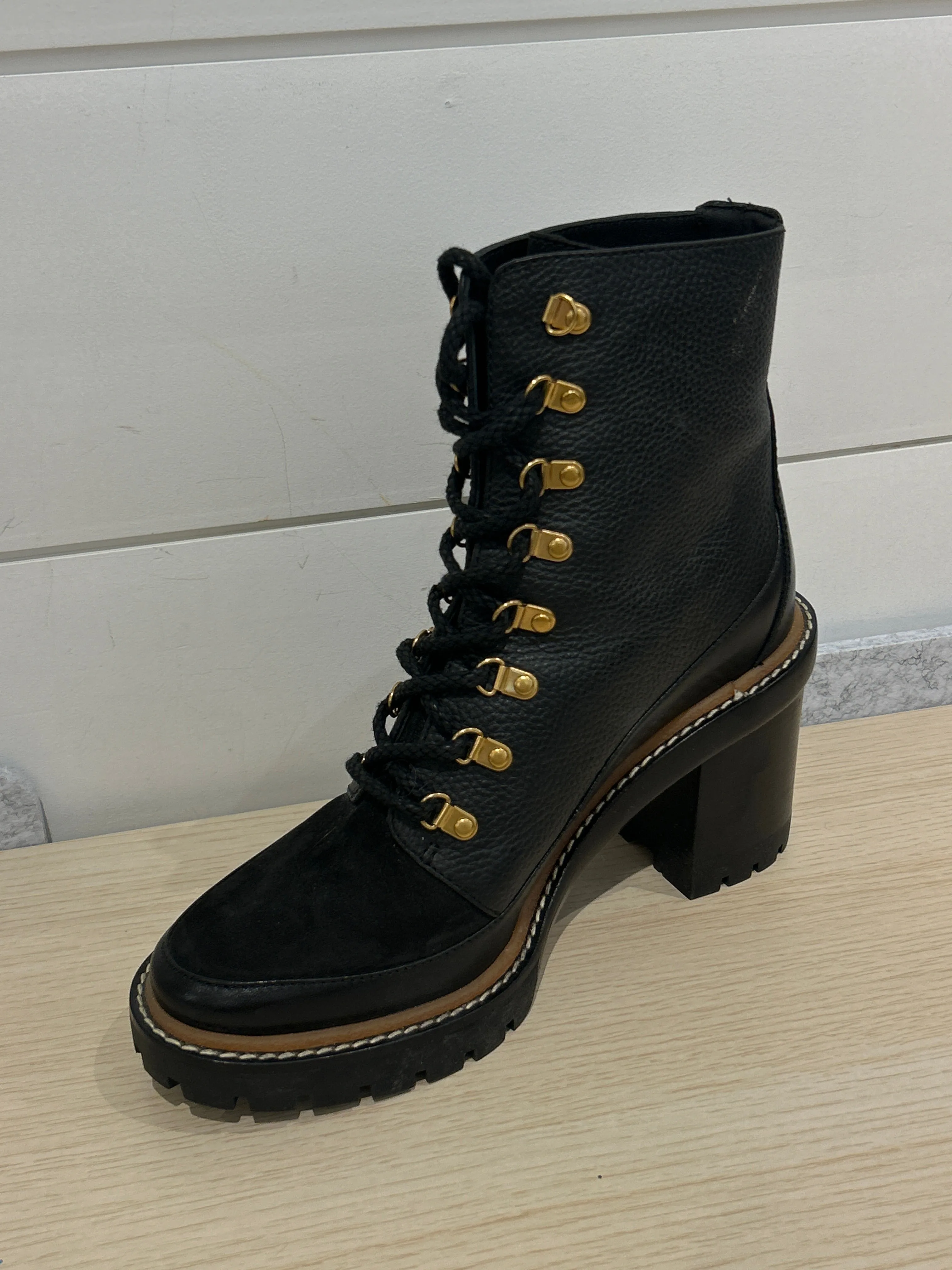 Tory Burch Shoes, Black Miller Lug-Sole Boots (size 9)