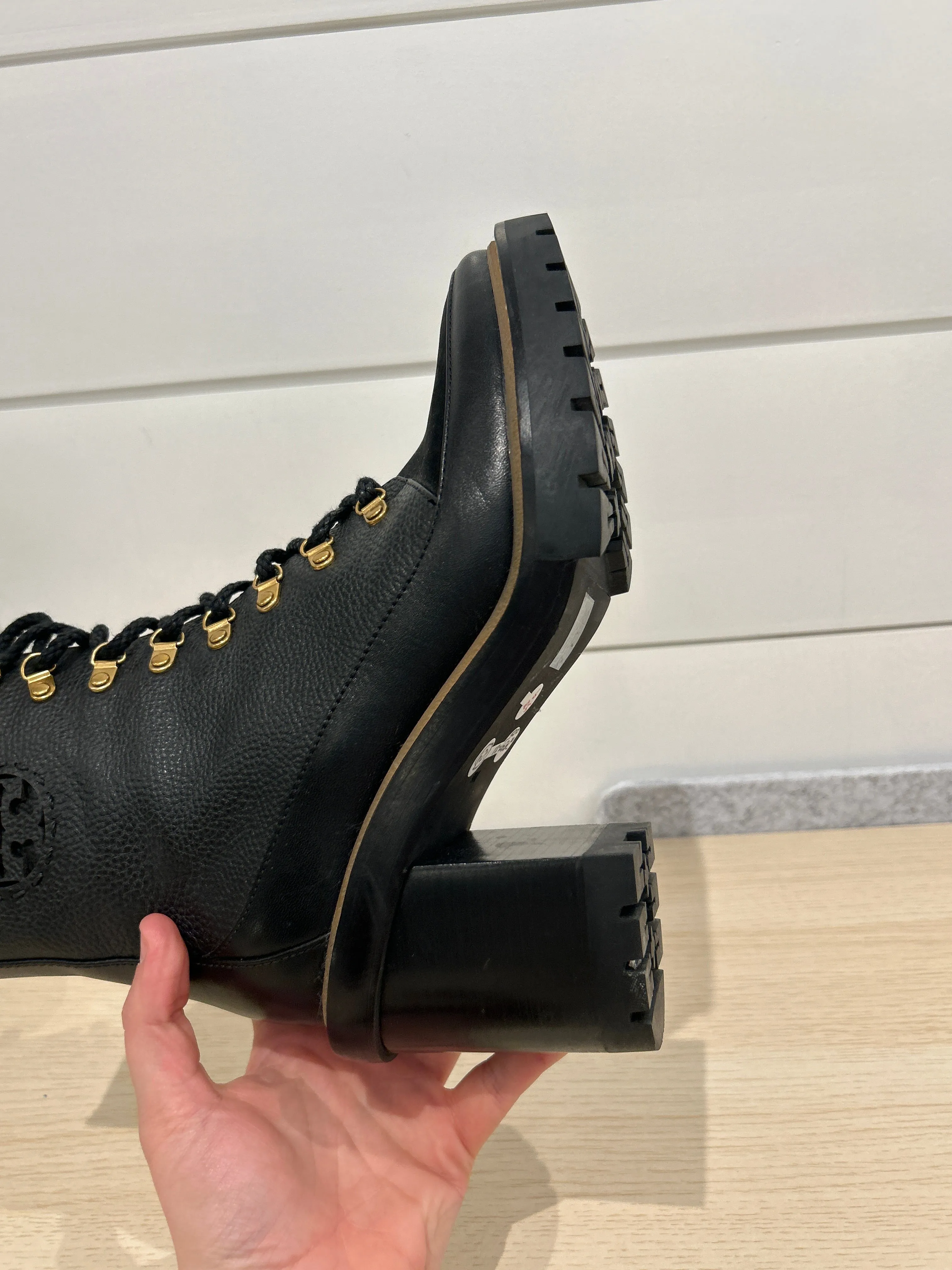Tory Burch Shoes, Black Miller Lug-Sole Boots (size 9)